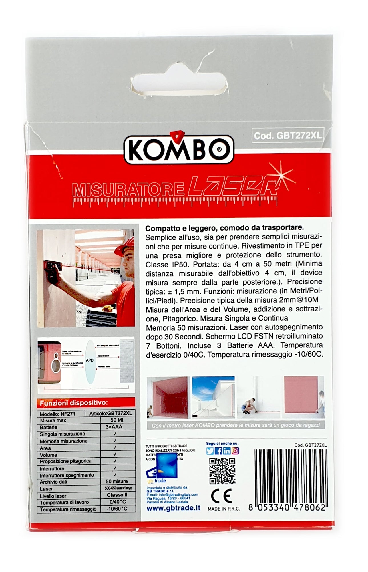 KOMBO Misuratore laser 50mt
