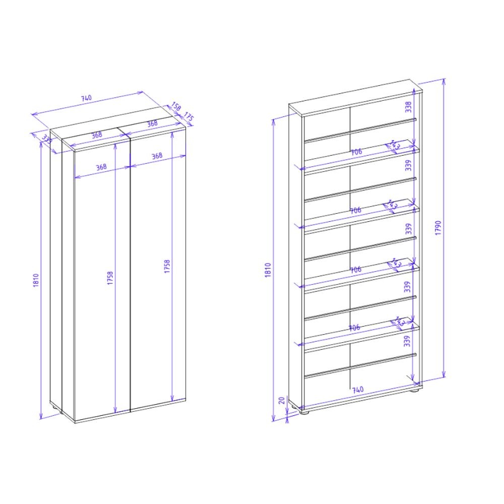 EGO ARREDO Scarpiera Lugo  Con 2 Ante E 5 Scomparti