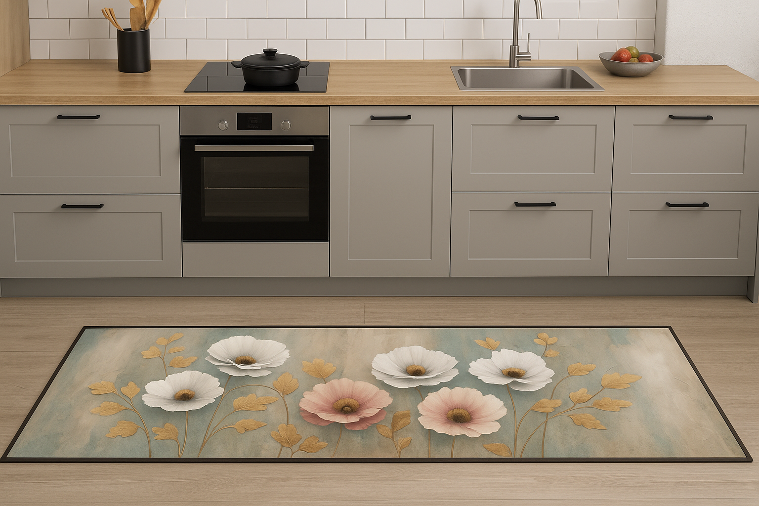 CASSESE HOME Passatoia/Tappeto Bordato in Poliestere con Retro Antiscivolo in PVC  Made in Italy