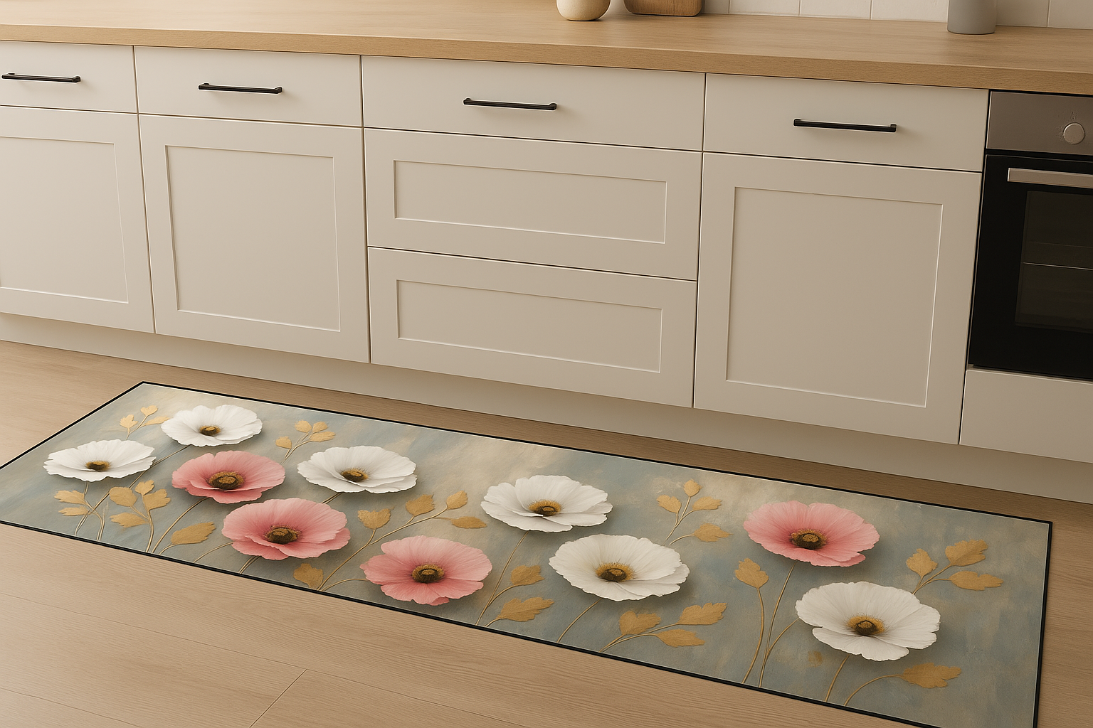 CASSESE HOME Passatoia/Tappeto Bordato in Poliestere con Retro Antiscivolo in PVC  Made in Italy