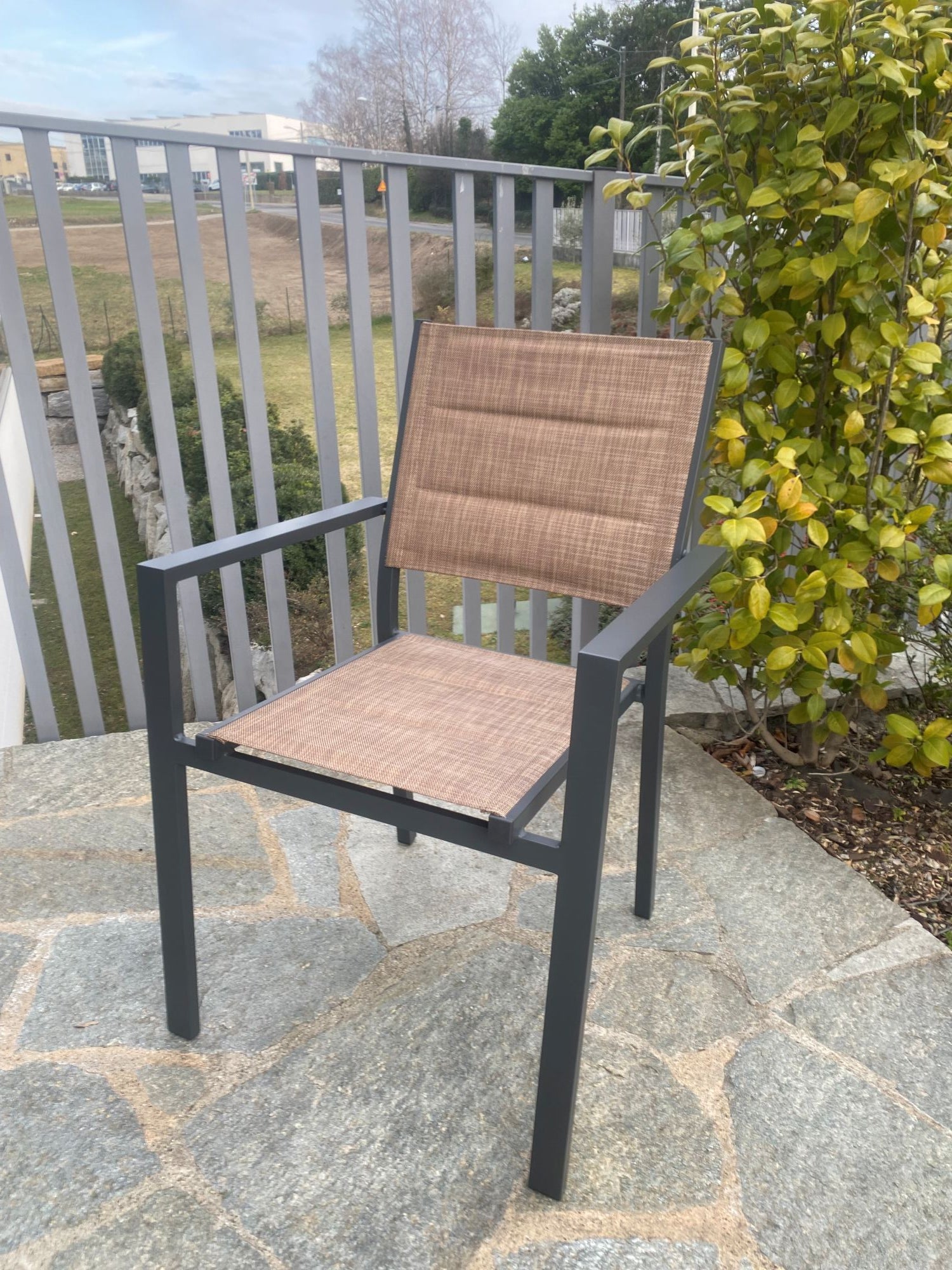 CLIMA NATURA Set 6 Sedie da Esterno Melia in Alluminio e Textilene Imbottito