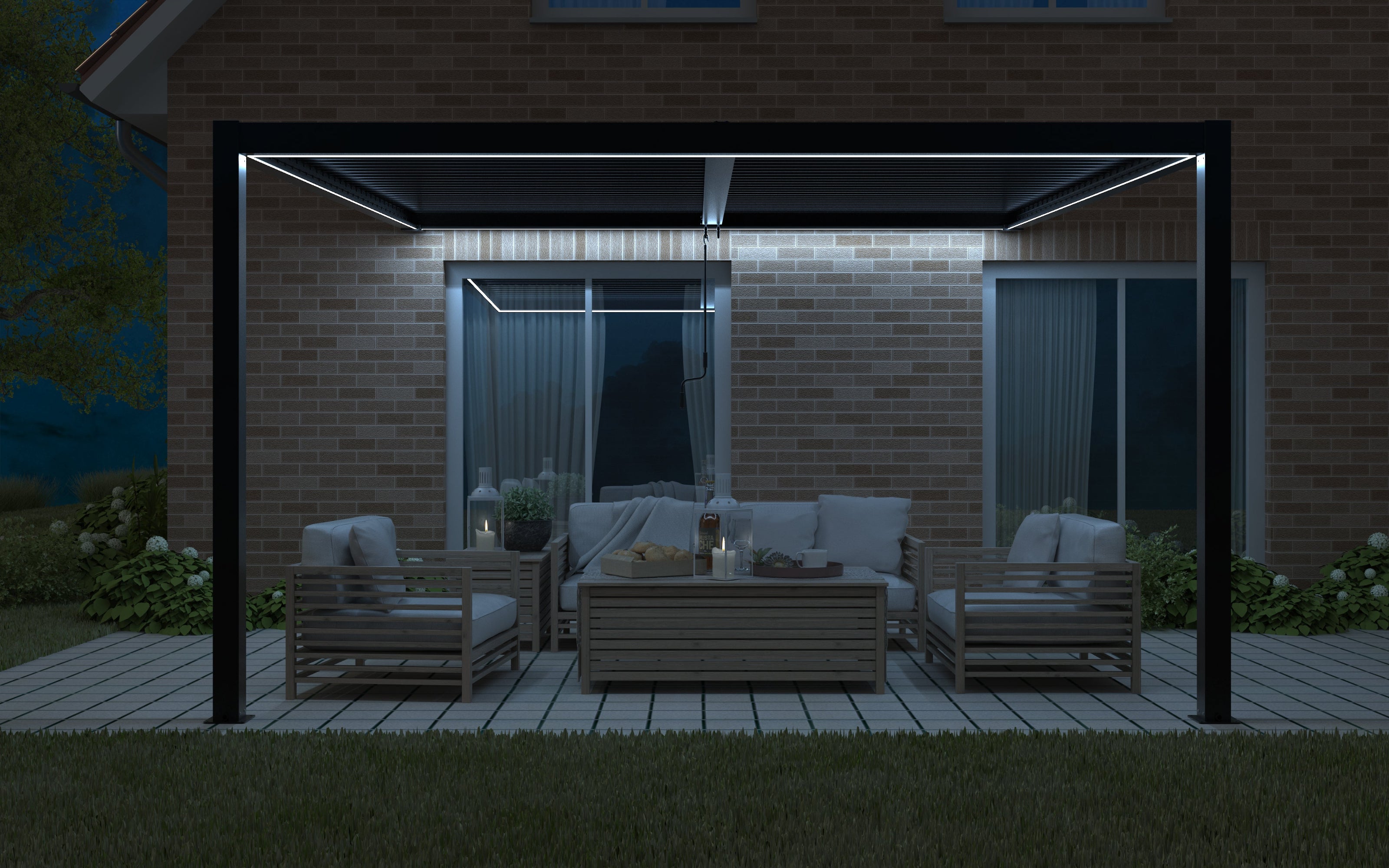 CLIMA NATURA Pergola Bioclimatica Forsizia Wall 4,00X3,00x2,45 mt