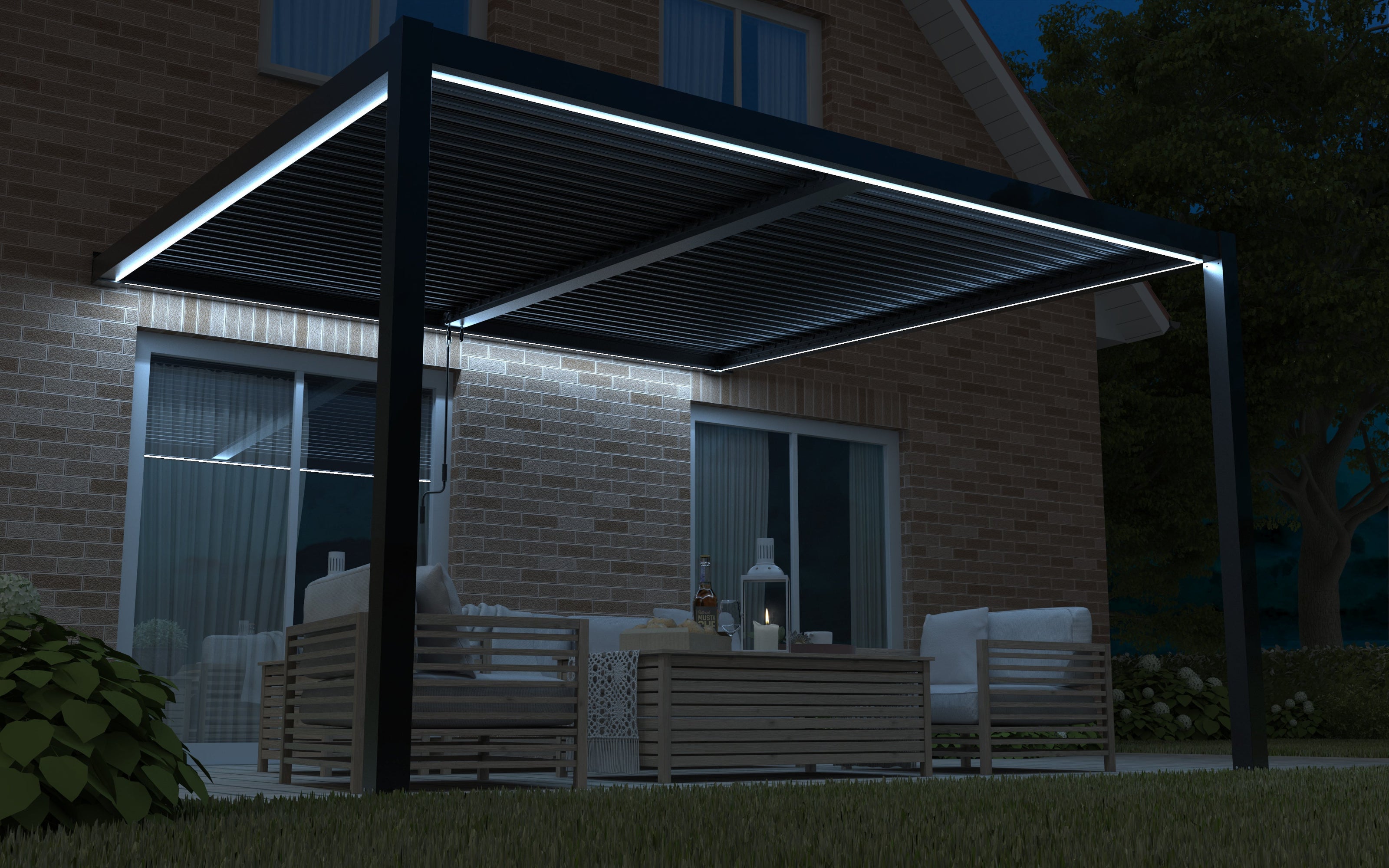 CLIMA NATURA Pergola Bioclimatica Forsizia Wall 4,00X3,00x2,45 mt