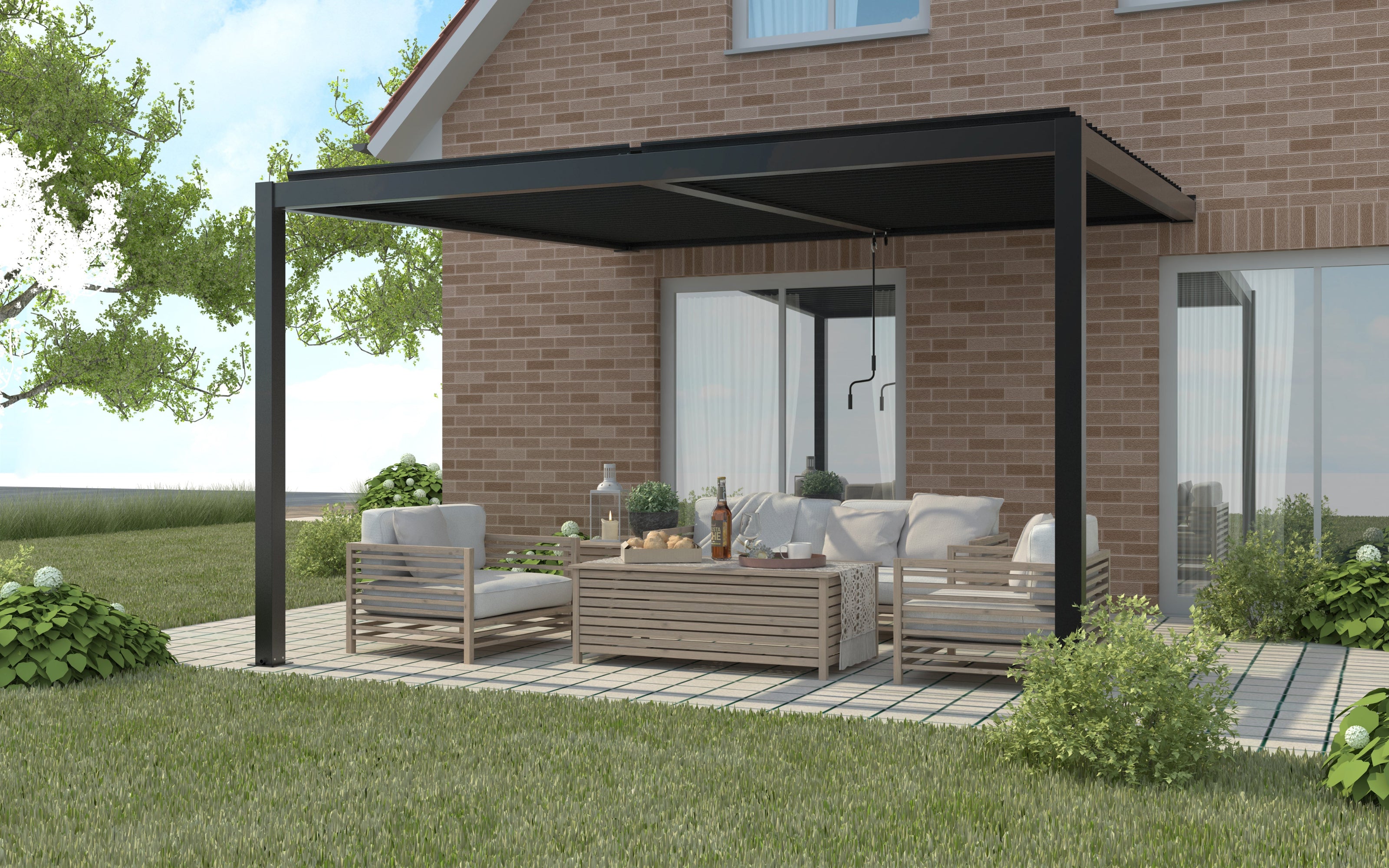 CLIMA NATURA Pergola Bioclimatica Forsizia Wall 4,00X3,00x2,45 mt