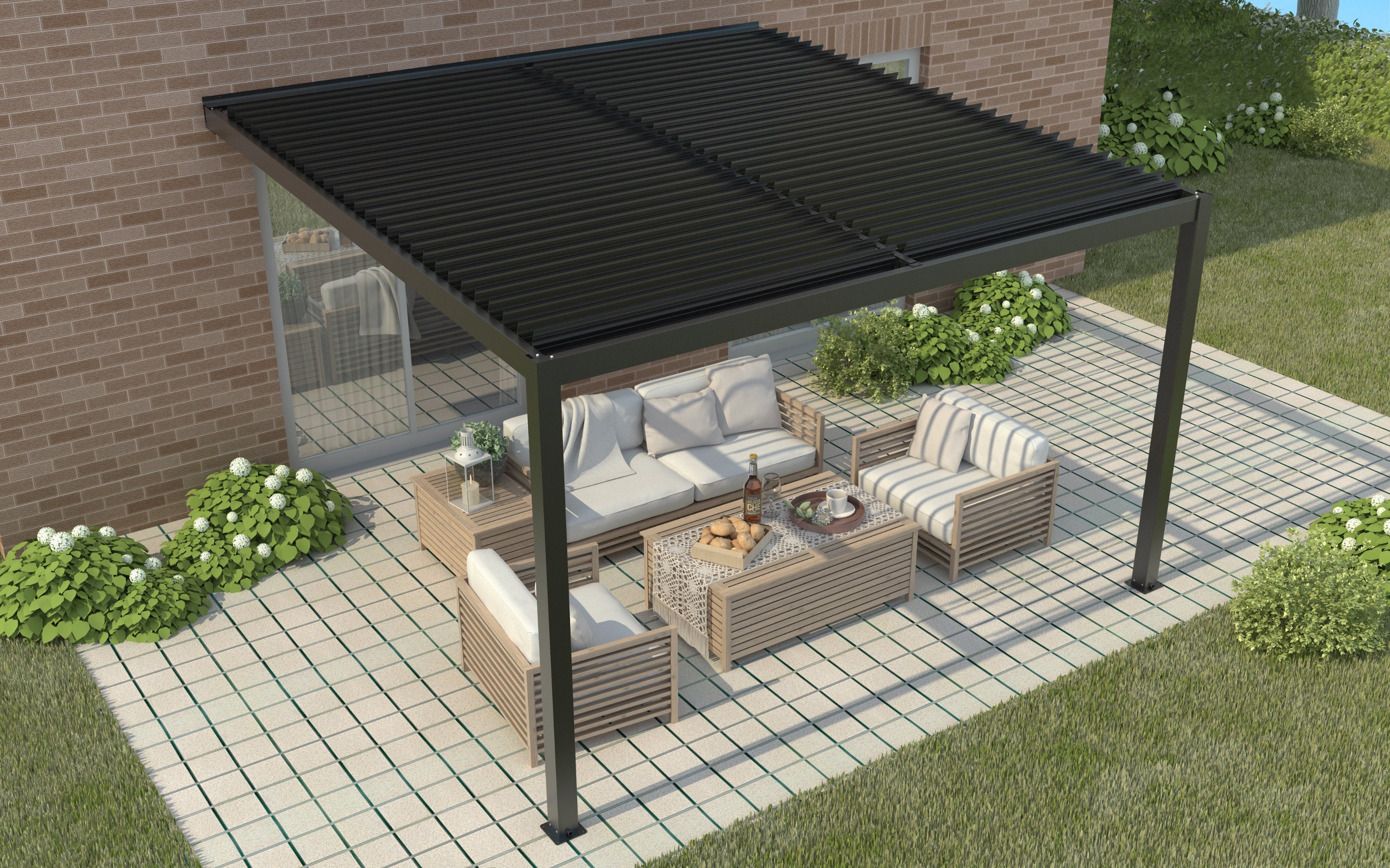 CLIMA NATURA Pergola Bioclimatica Forsizia Wall 4,00X3,00x2,45 mt