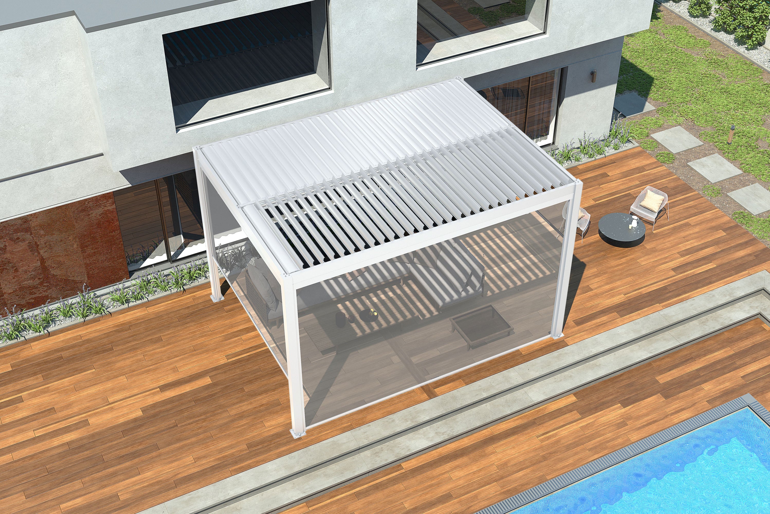 CLIMA NATURA Pannello Di Chiusura Laterale Avvolgibile Per Pergole Bioclimatiche da 4,00 mt