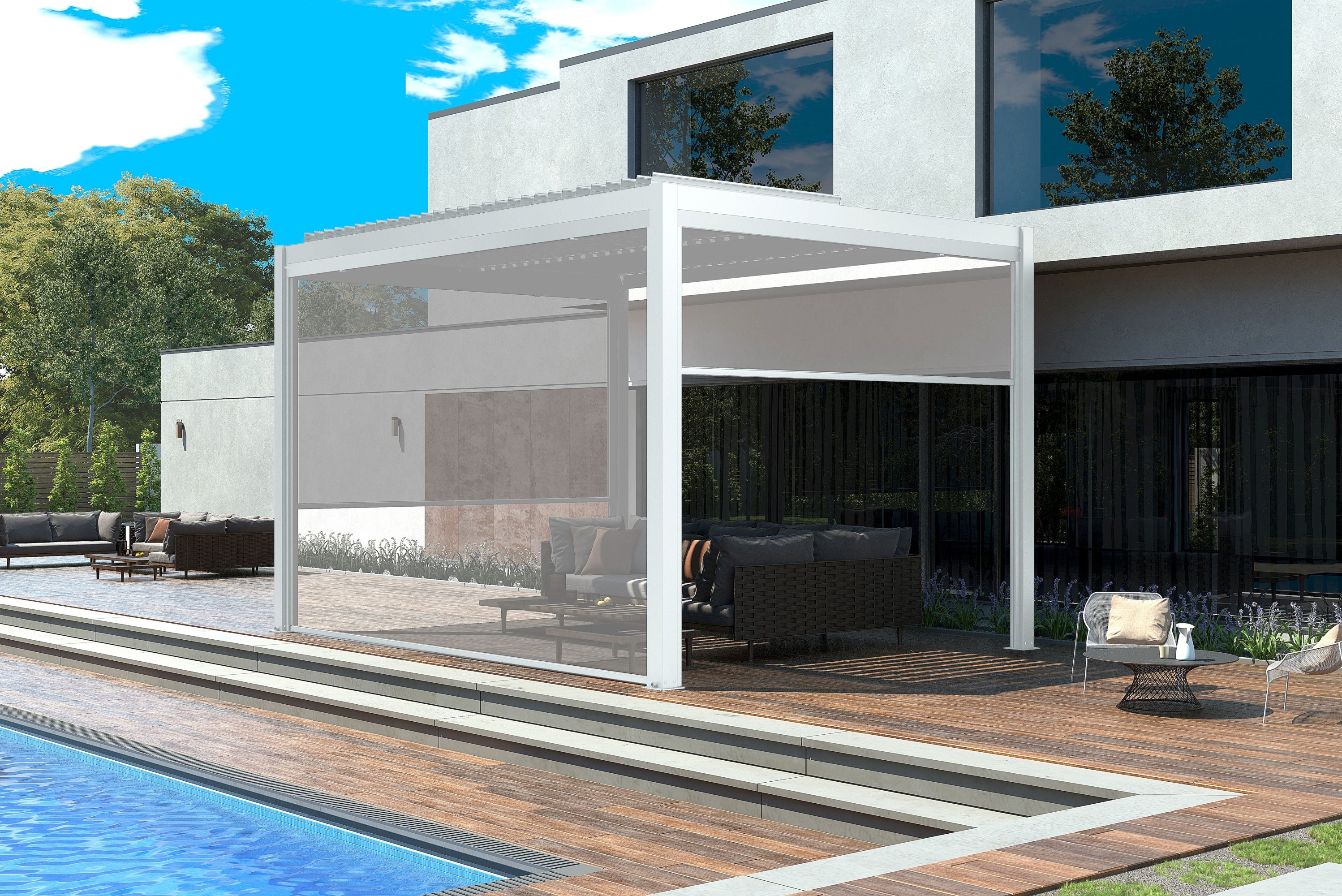 CLIMA NATURA Pannello Di Chiusura Laterale Avvolgibile Per Pergole Bioclimatiche da 4,00 mt