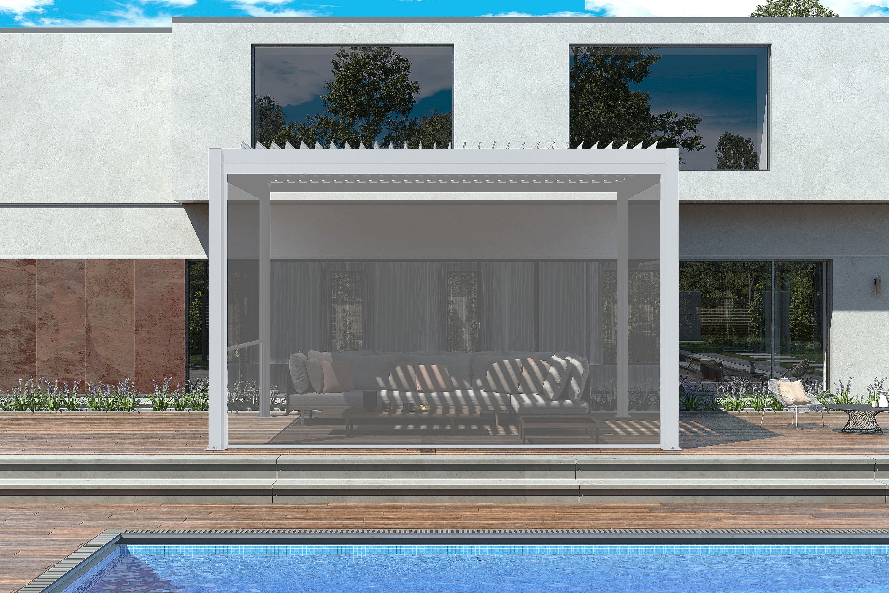 CLIMA NATURA Pannello Di Chiusura Laterale Avvolgibile Per Pergole Bioclimatiche da 4,00 mt