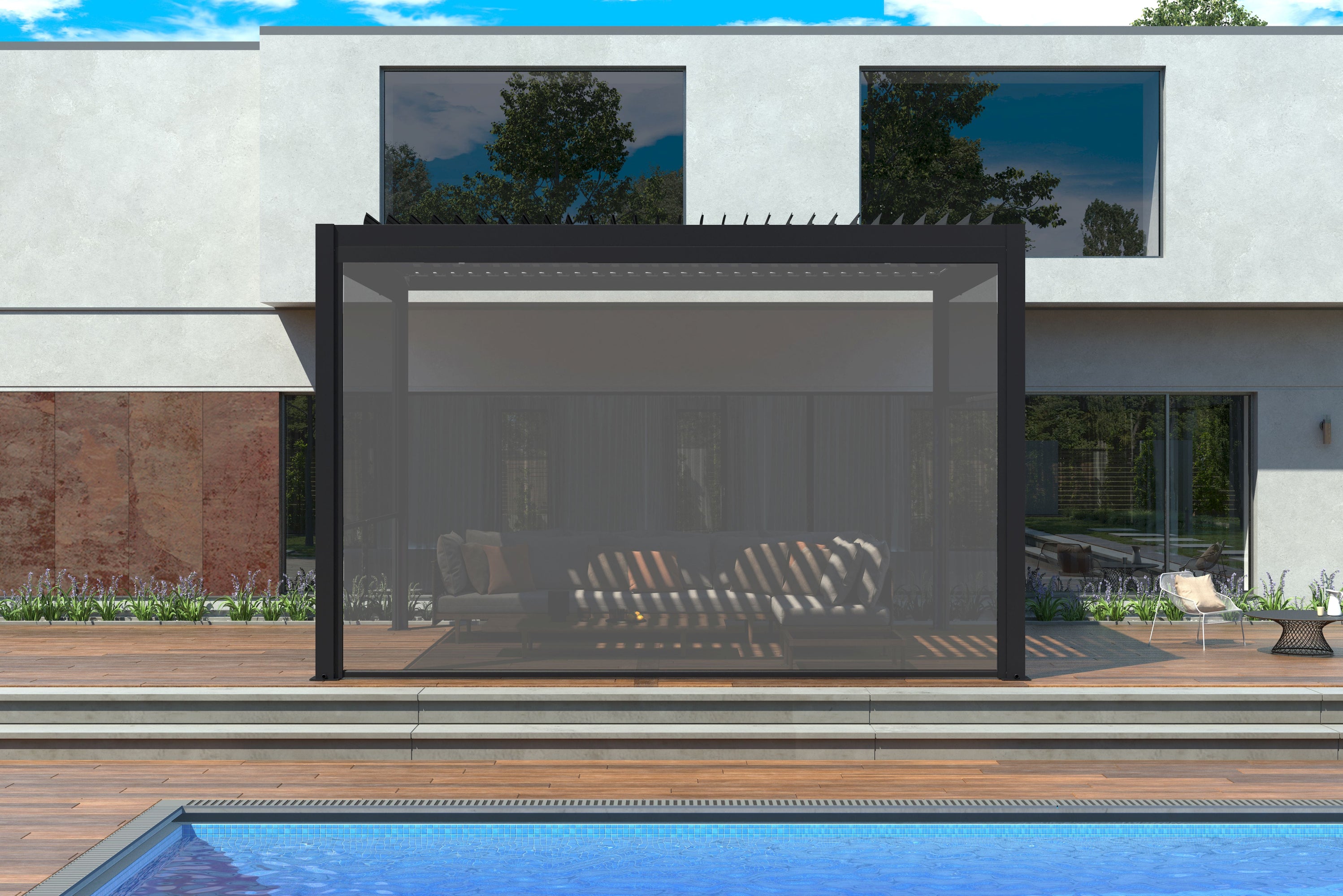 CLIMA NATURA Pannello Di Chiusura Laterale Avvolgibile Per Pergole Bioclimatiche da 4,00 mt