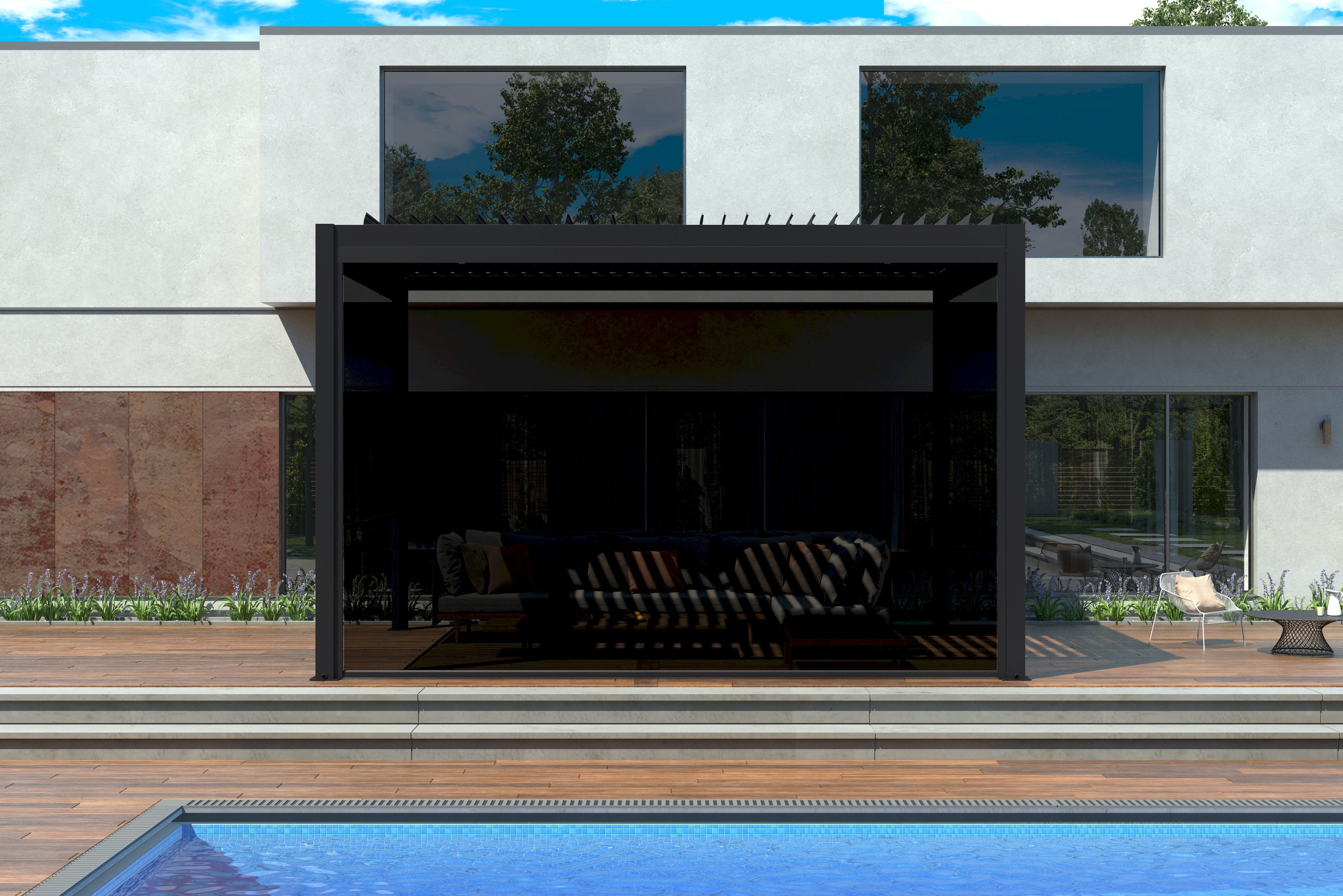 CLIMA NATURA Pannello Di Chiusura Laterale Avvolgibile Per Pergole Bioclimatiche da 4,00 mt