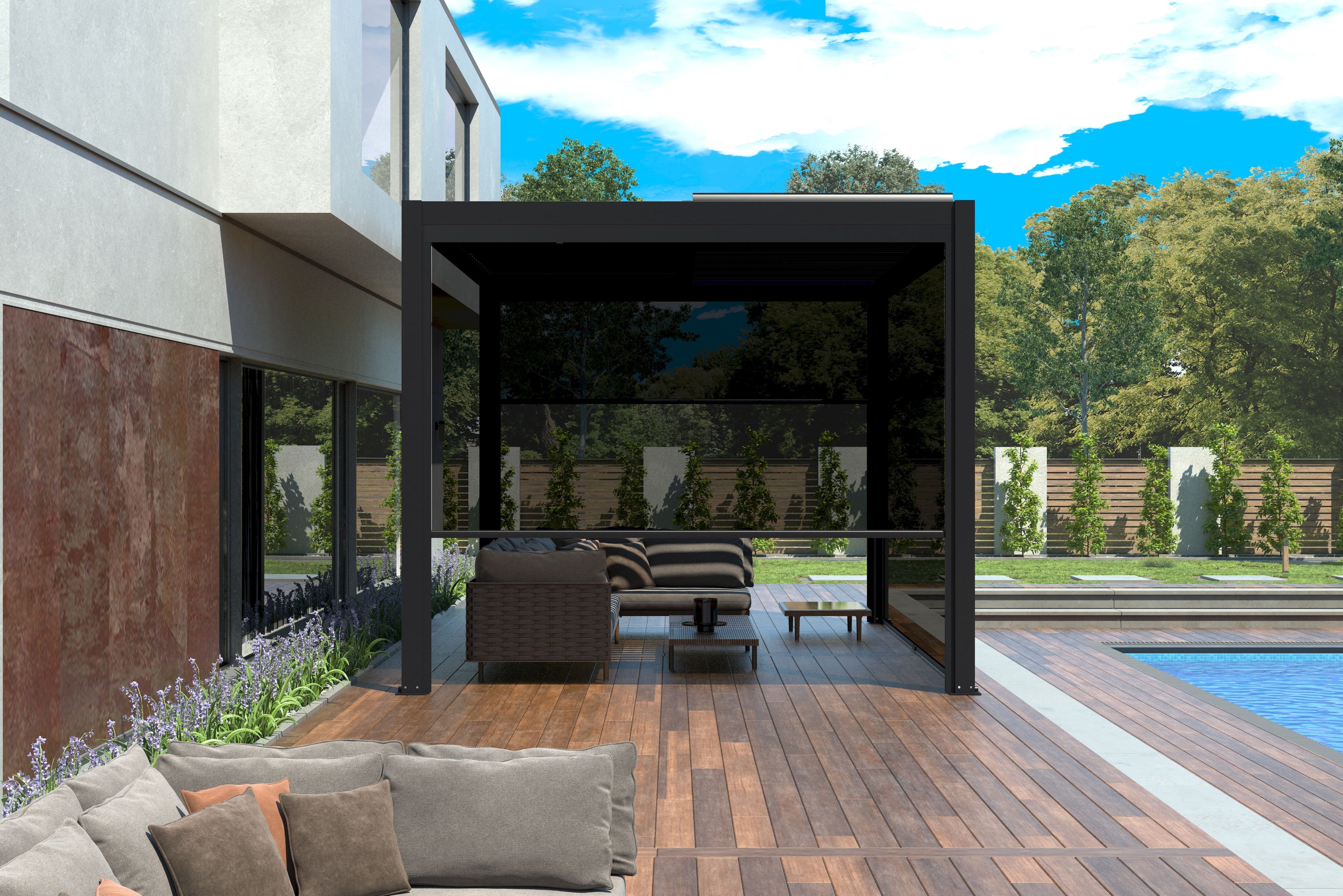 CLIMA NATURA Pannello Di Chiusura Laterale Avvolgibile Per Pergole Bioclimatiche da 4,00 mt