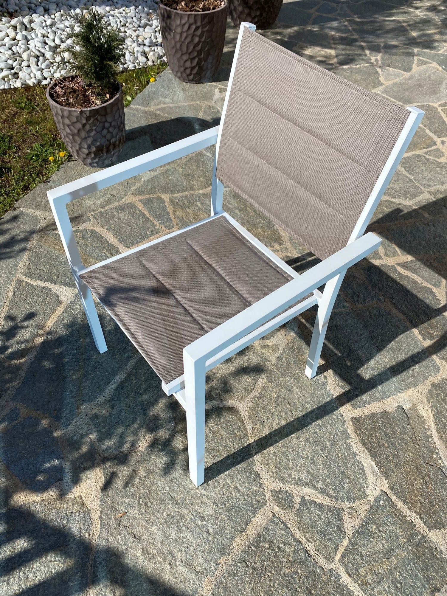 CLIMA NATURA Set 6 Sedie da Esterno Melia in Alluminio e Textilene Imbottito