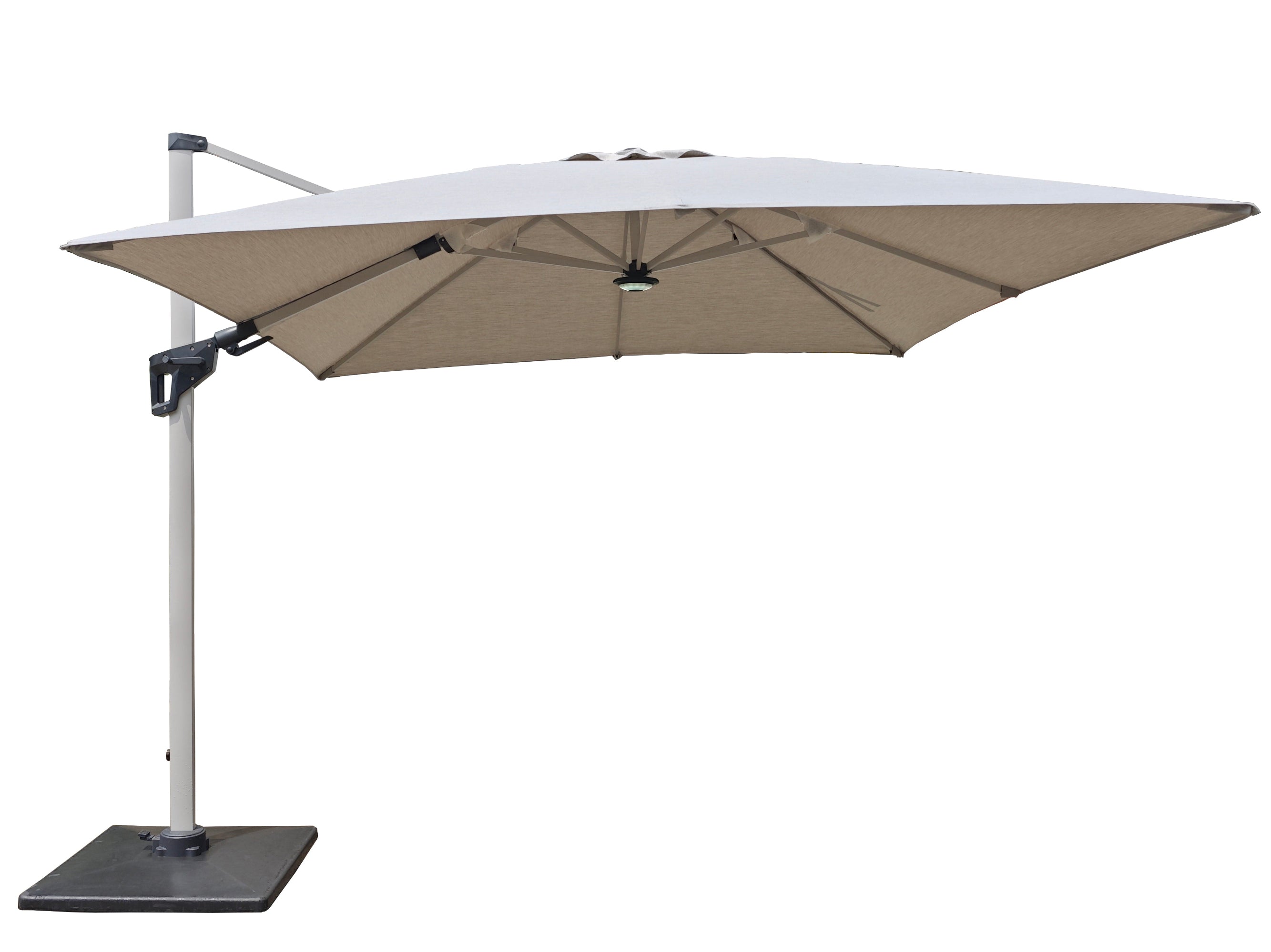 CLIMA NATURA Ombrellone a Braccio Rettangolare 3x4m Sunelia con Apertura a Manovella, Audio Bluetooth e Luci LED