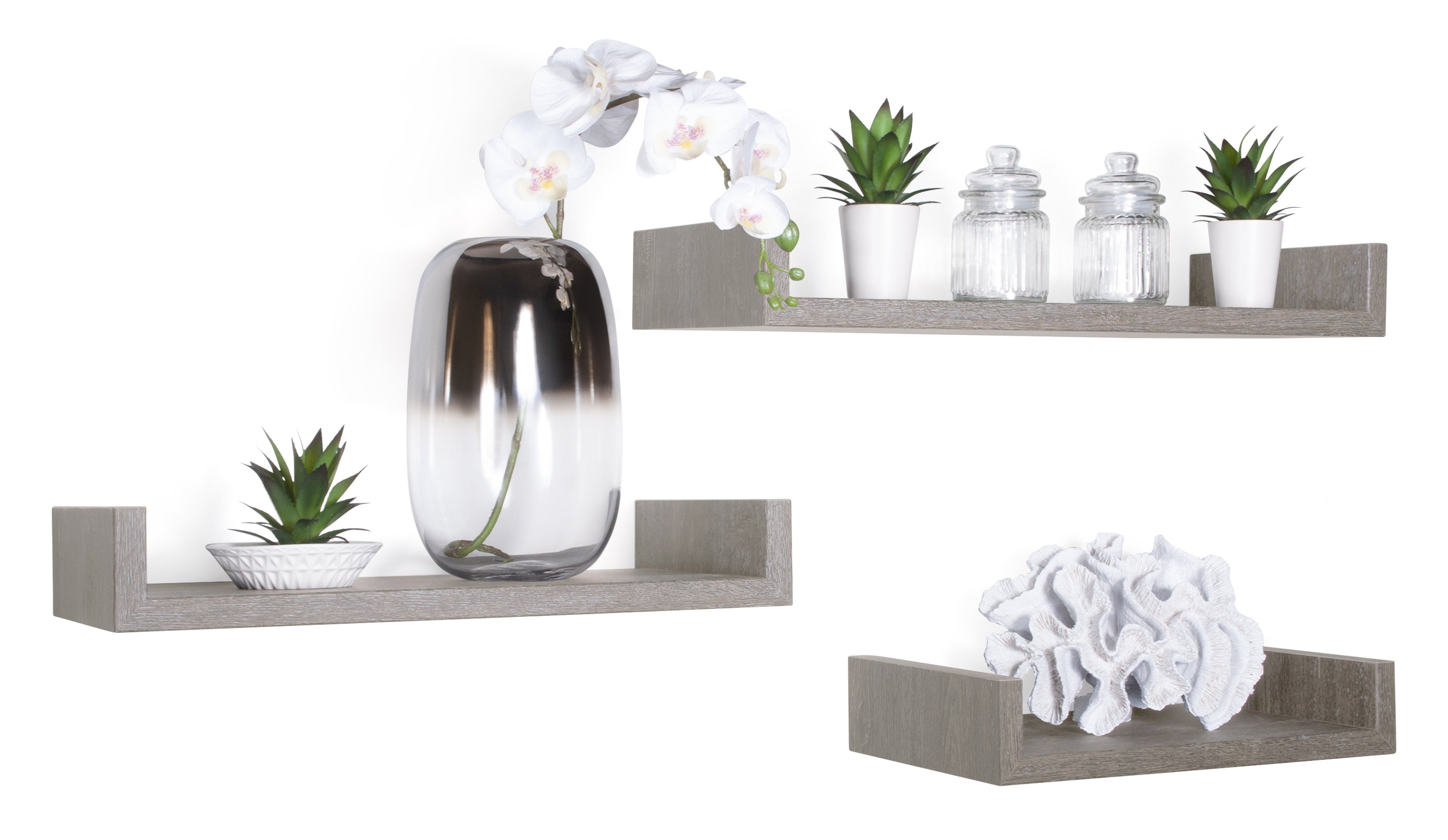 MODULARREDO Set 3 Mensole Lineari Calamita Maxi Profondità 23.7 cm