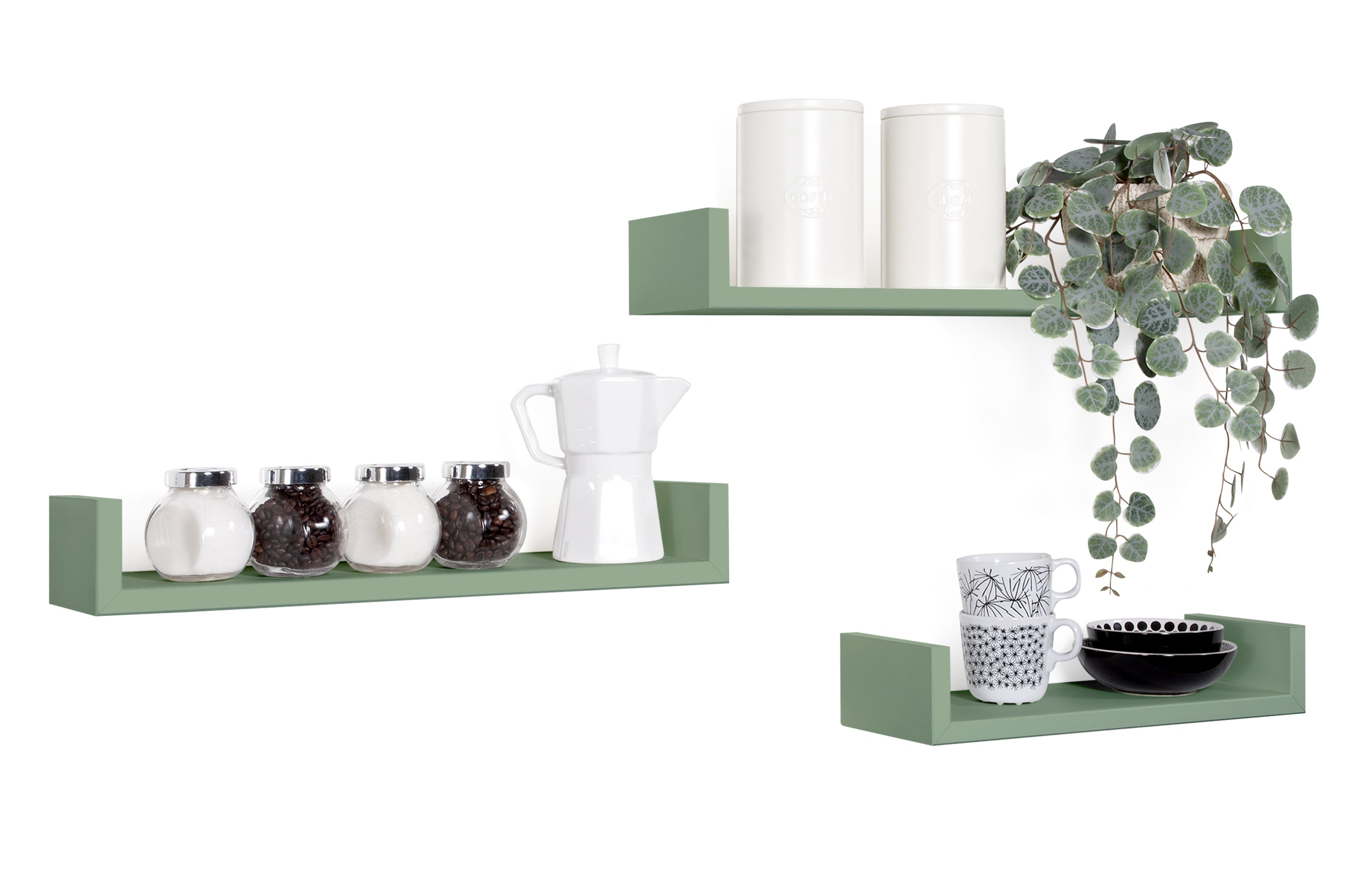 MODULARREDO Set 3 Mensole Lineari Calamita Profondità 15.5 cm