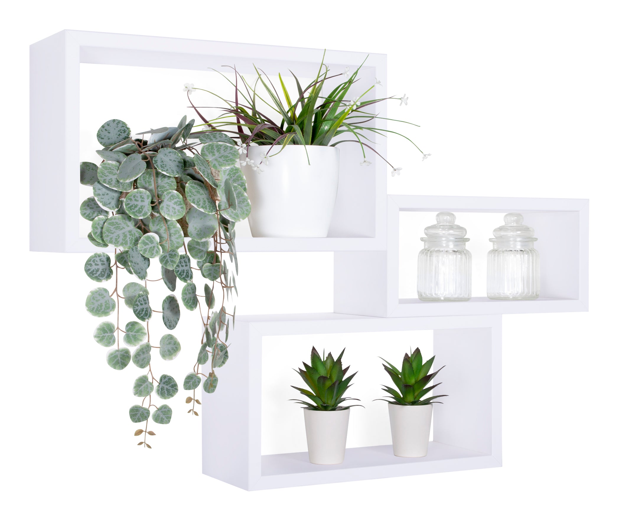 MODULARREDO Set 3 Mensole Rettangolari Trittico Kit Componibile