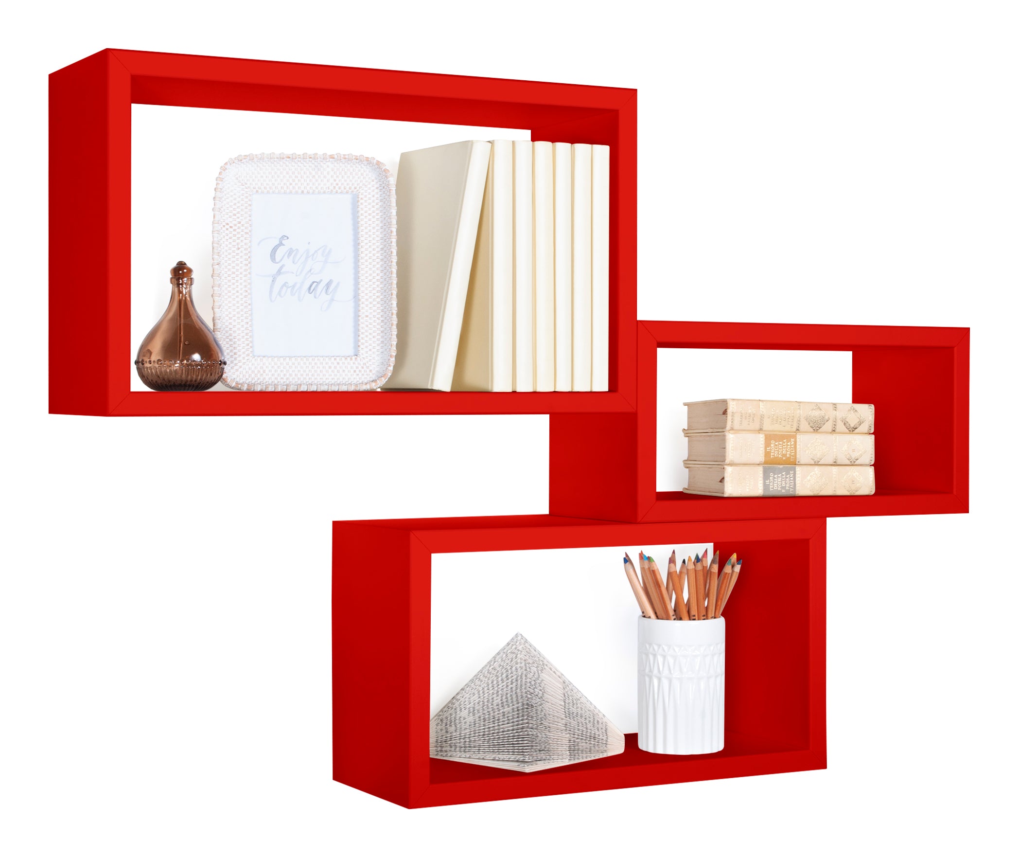 MODULARREDO Set 3 Mensole Rettangolari Trittico Kit Componibile
