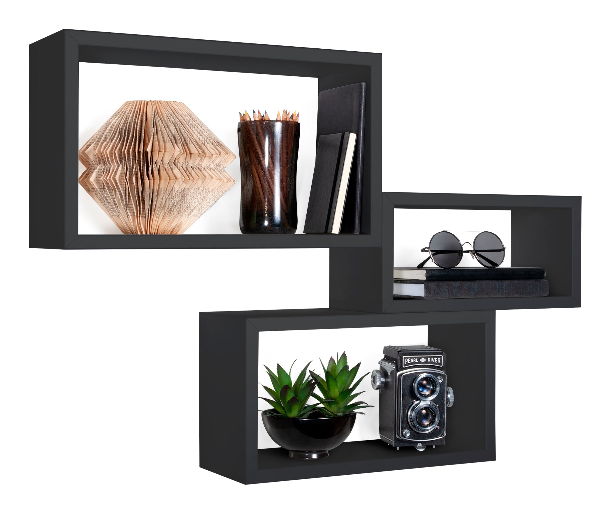 MODULARREDO Set 3 Mensole Rettangolari Trittico Kit Componibile