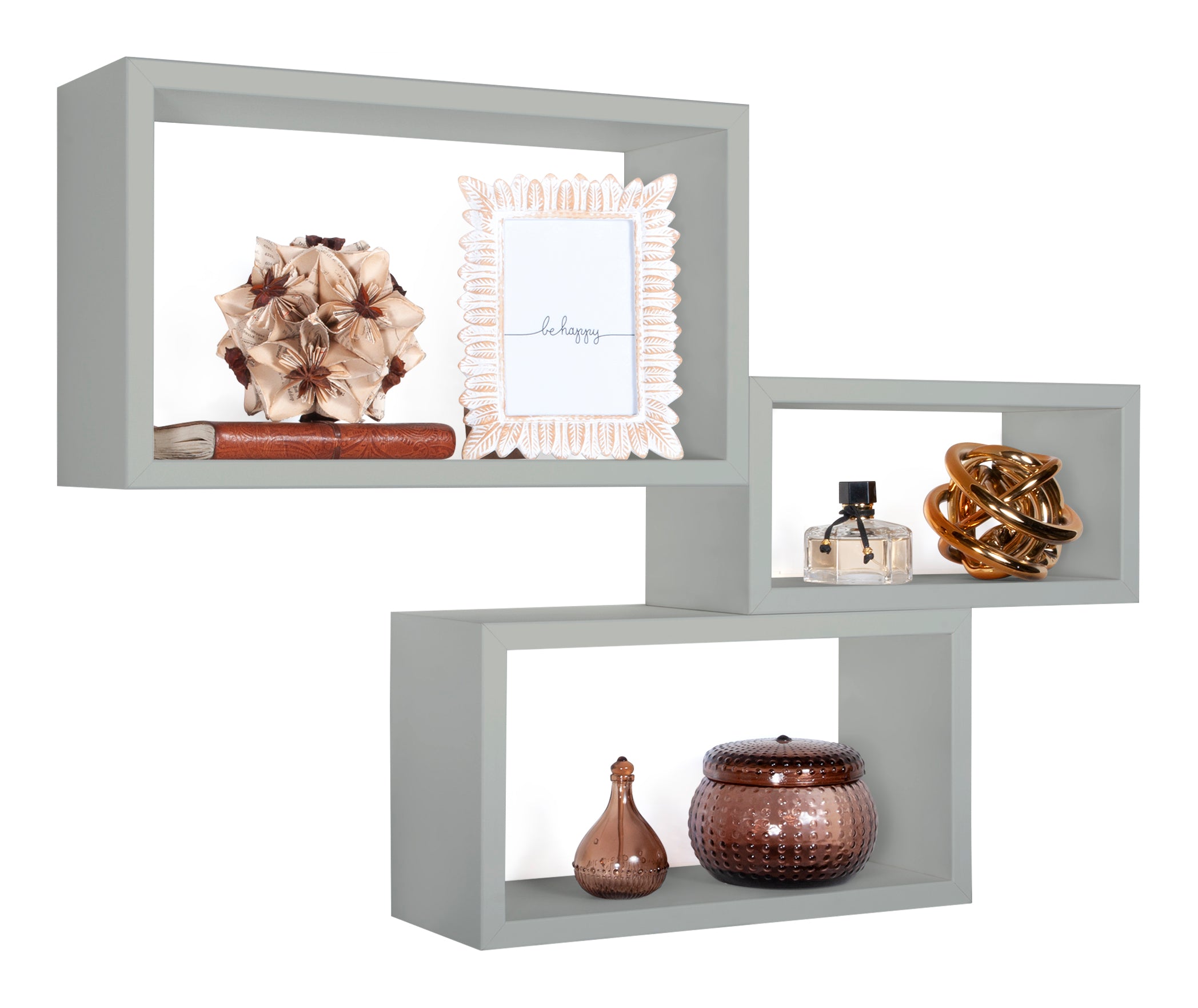 MODULARREDO Set 3 Mensole Rettangolari Trittico Kit Componibile