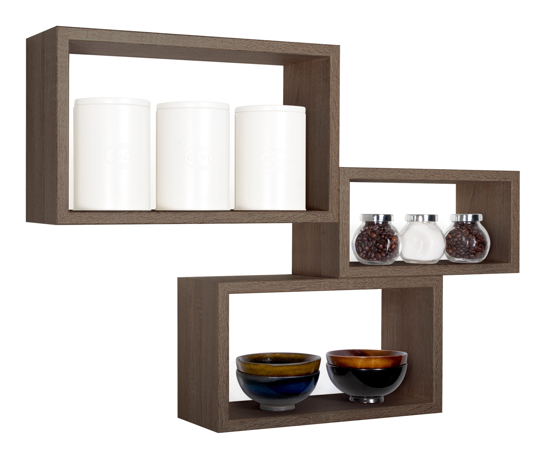 MODULARREDO Set 3 Mensole Rettangolari Trittico Kit Componibile