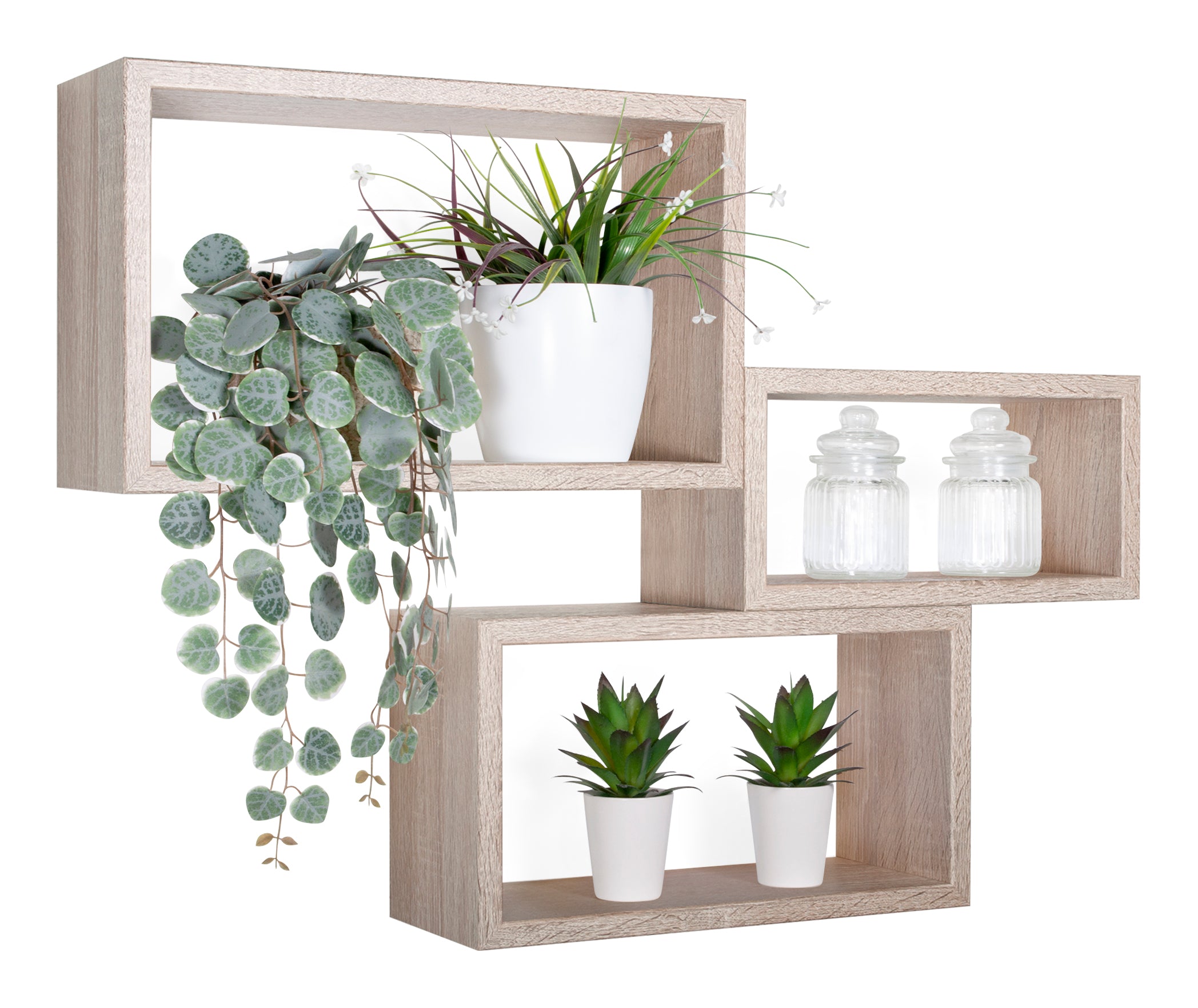 MODULARREDO Set 3 Mensole Rettangolari Trittico Kit Componibile