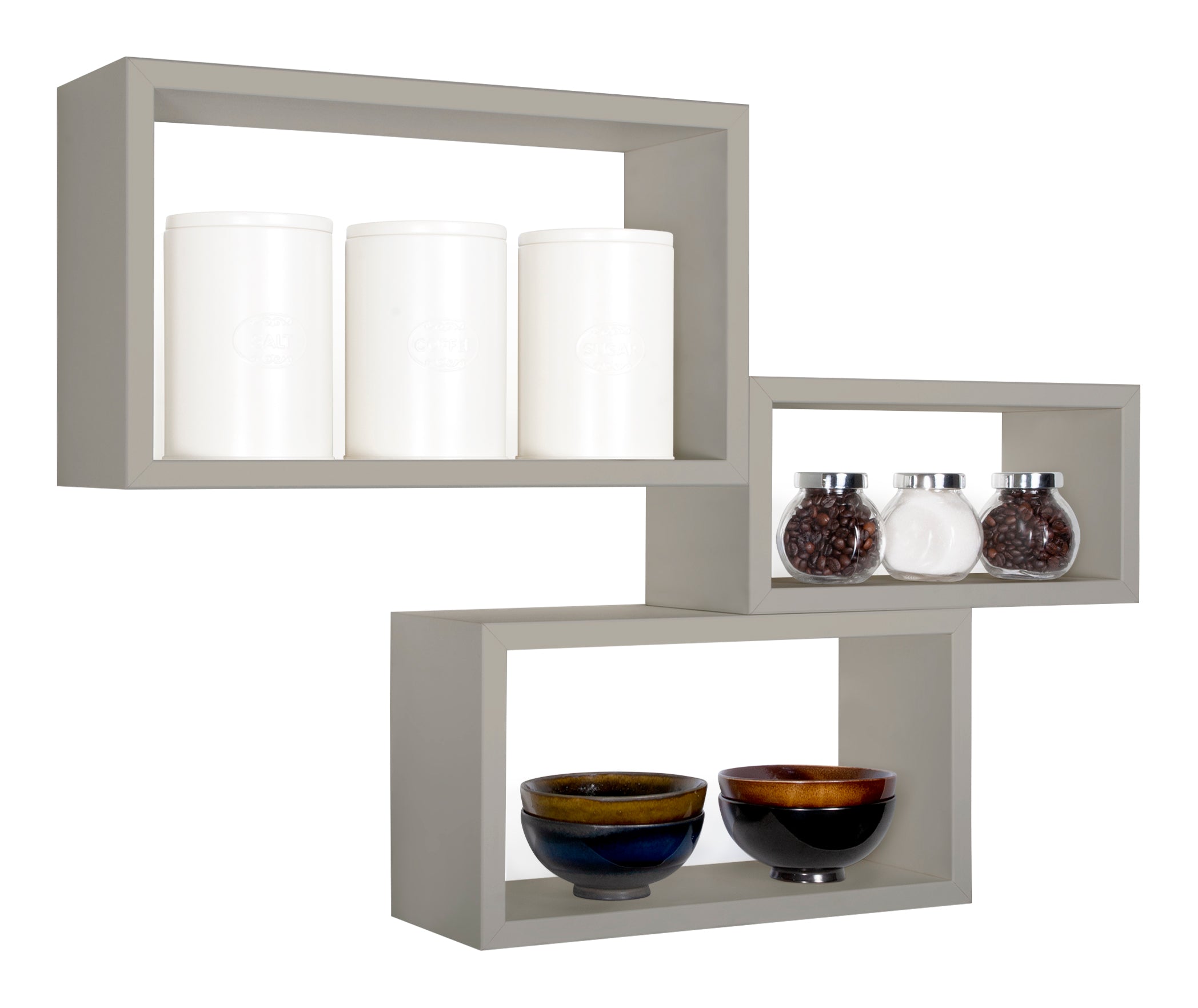 MODULARREDO Set 3 Mensole Rettangolari Trittico Kit Componibile
