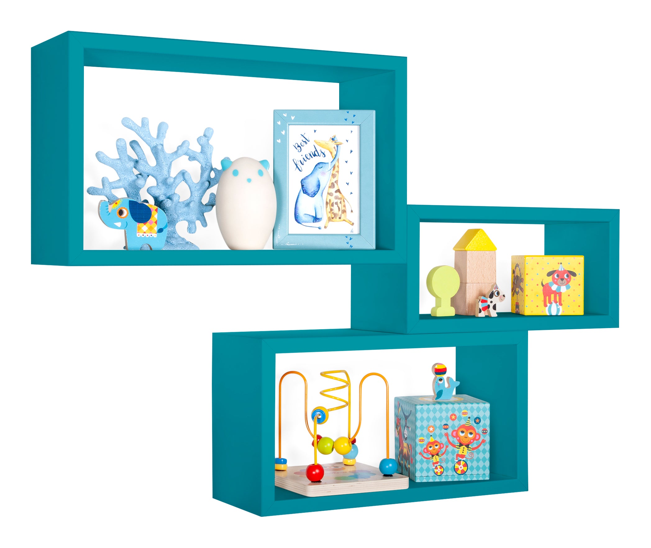 MODULARREDO Set 3 Mensole Rettangolari Trittico Kit Componibile