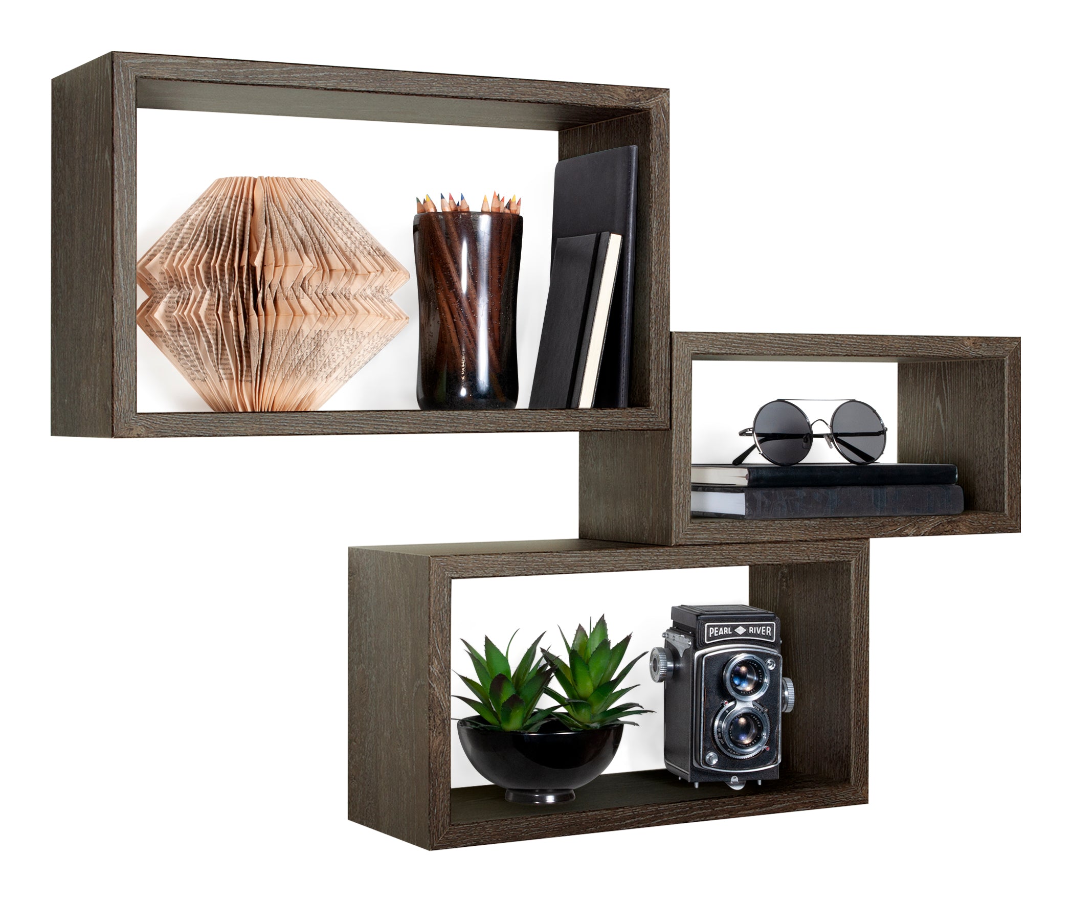 MODULARREDO Set 3 Mensole Rettangolari Trittico Kit Componibile