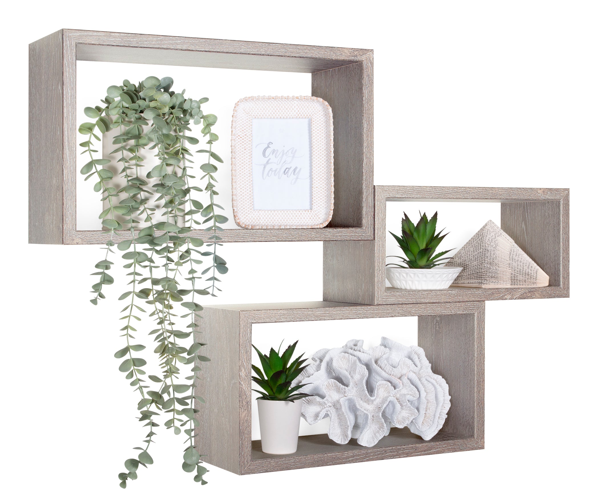 MODULARREDO Set 3 Mensole Rettangolari Trittico Kit Componibile