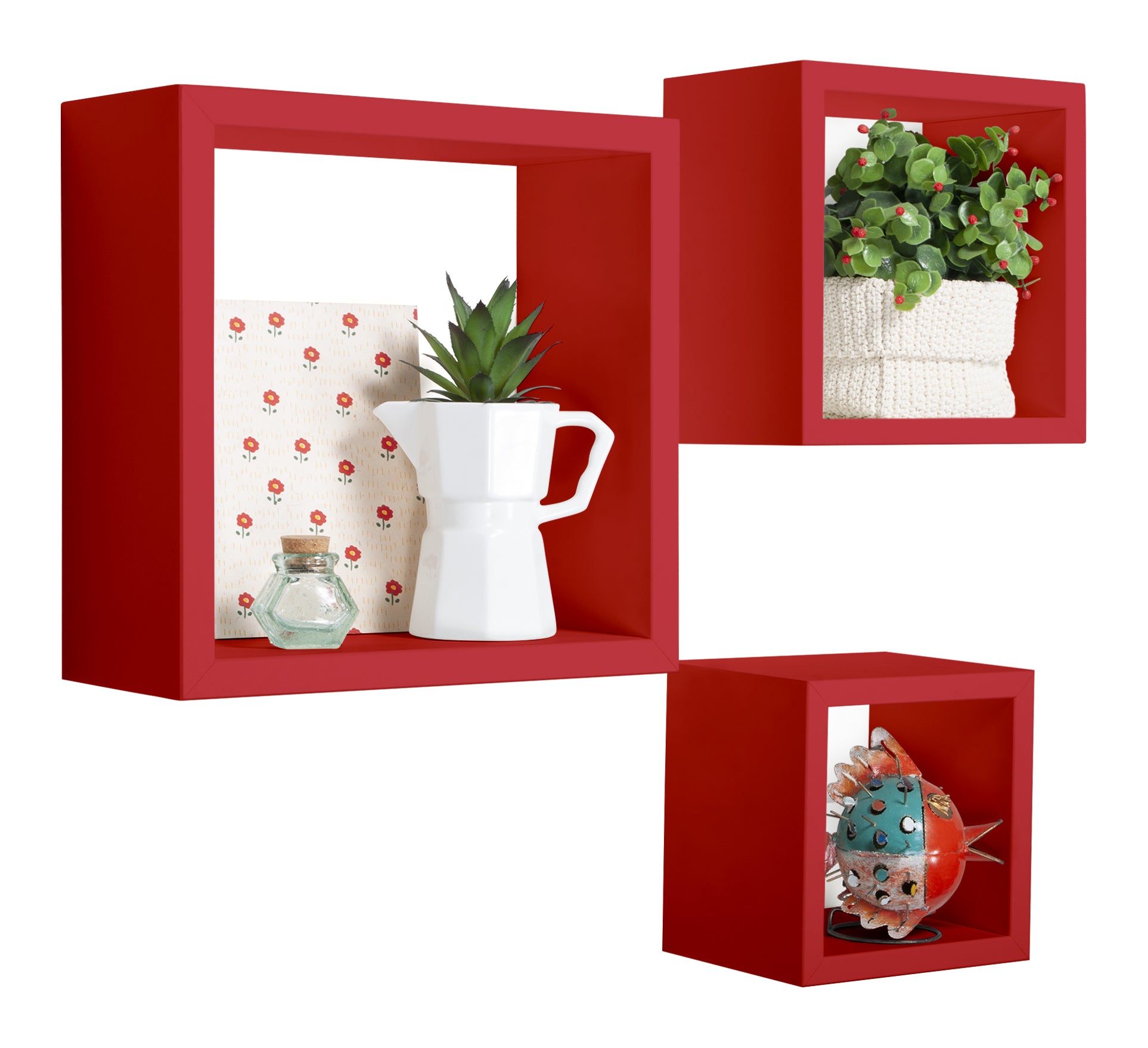 MODULARREDO Set 3 Mensole a Cubo Incubo 35cm + 30cm + 25cm
