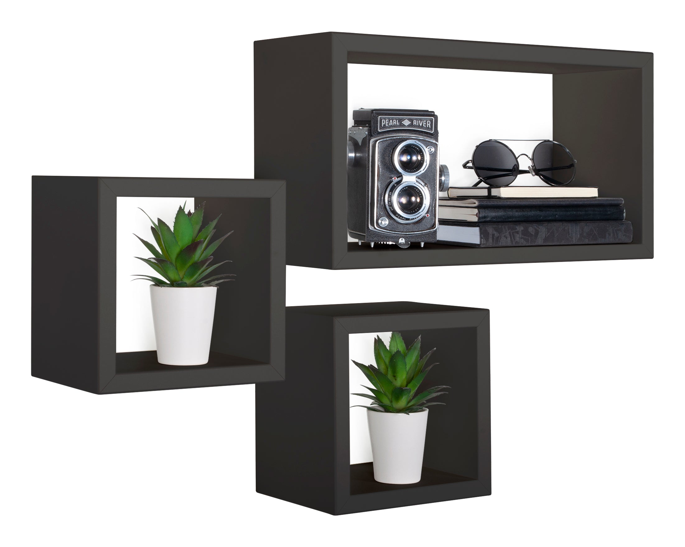 MODULARREDO Set 3 Mensole da Muro Tribù 1 Rettangolare e 2 Cubi