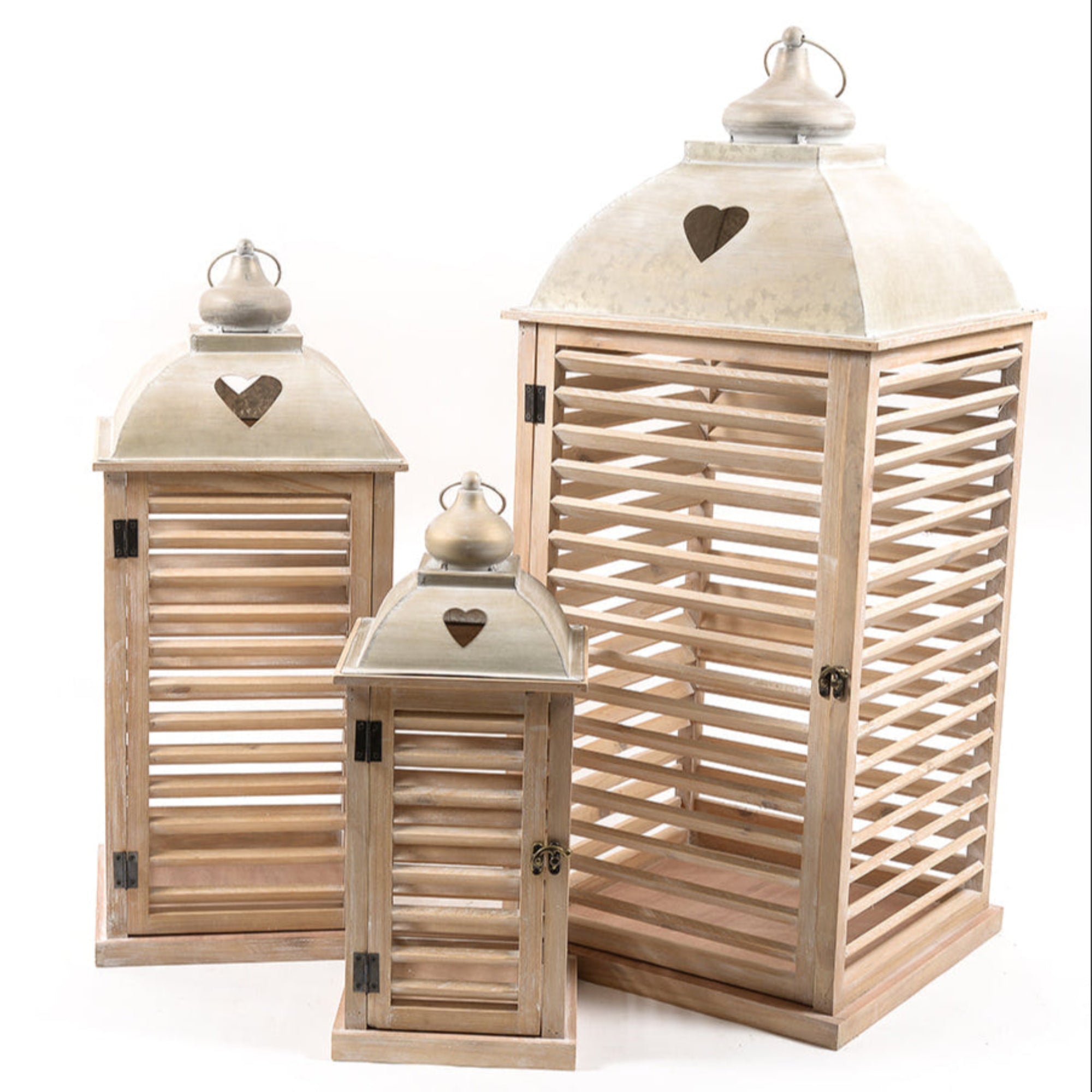 MERCURY HOME Set 3 lanterne in legno e metallo