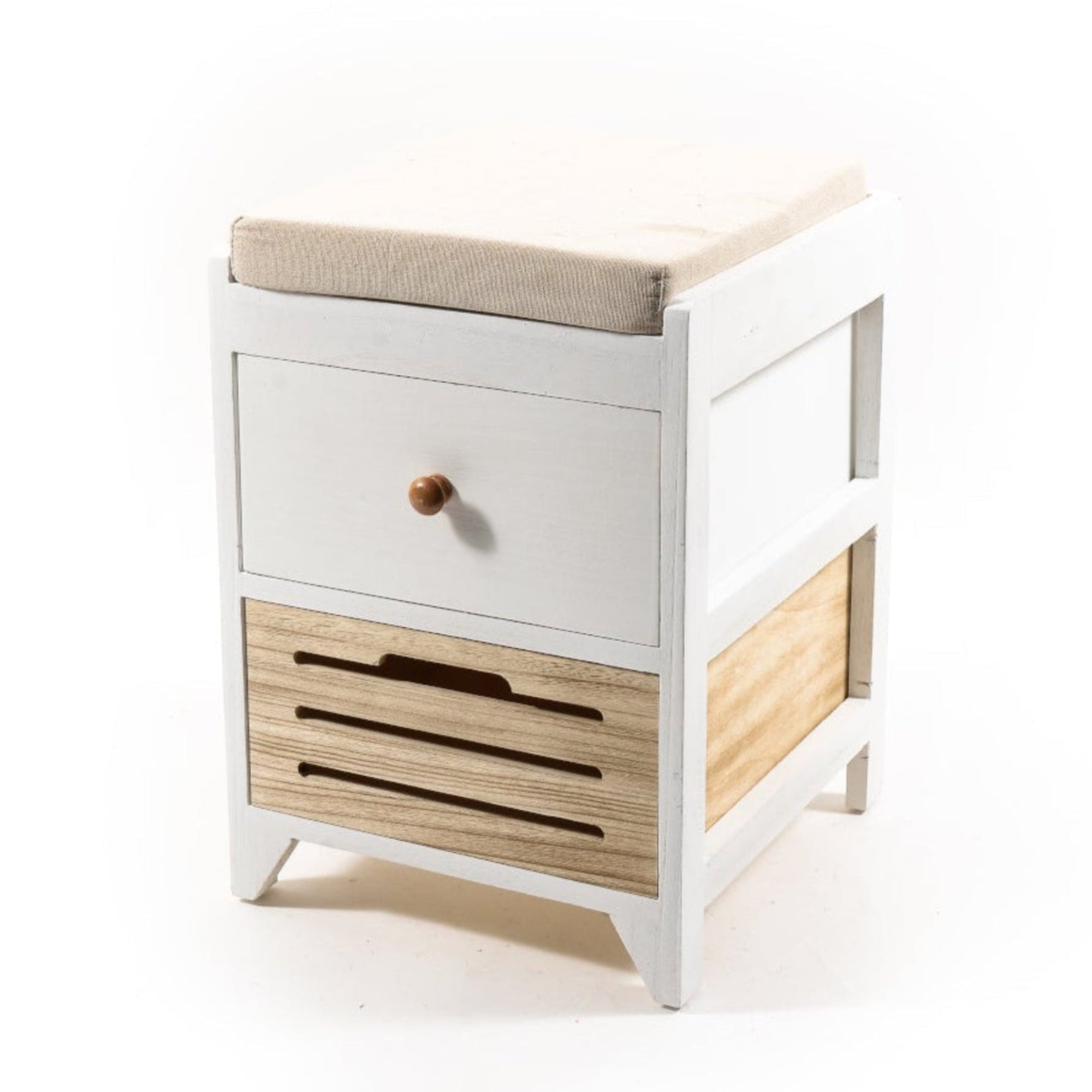 MERCURY HOME Mobiletto in legno con cuscino e 2 cassetti