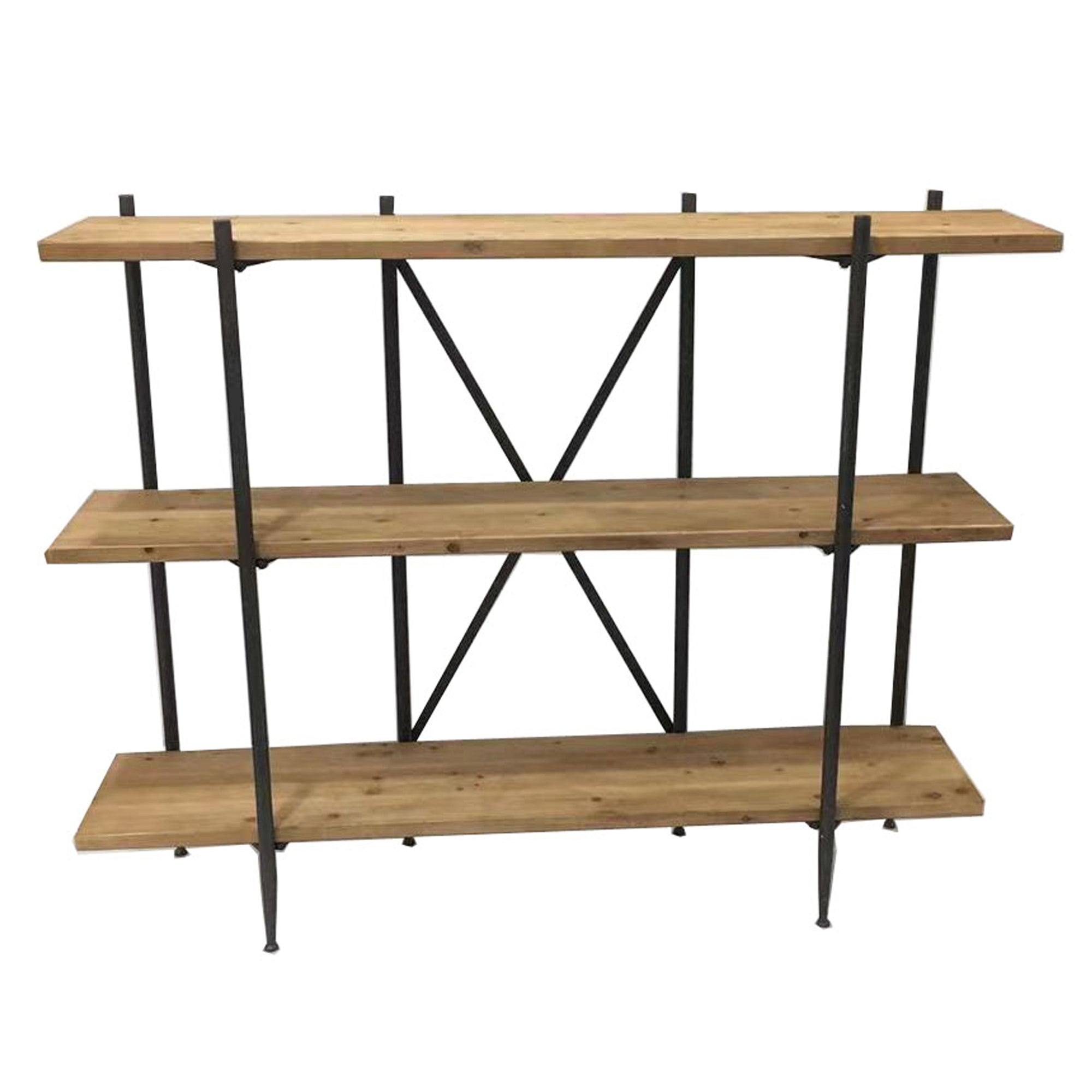 MERCURY HOME Scaffale in metallo con 3 ripiani in legno