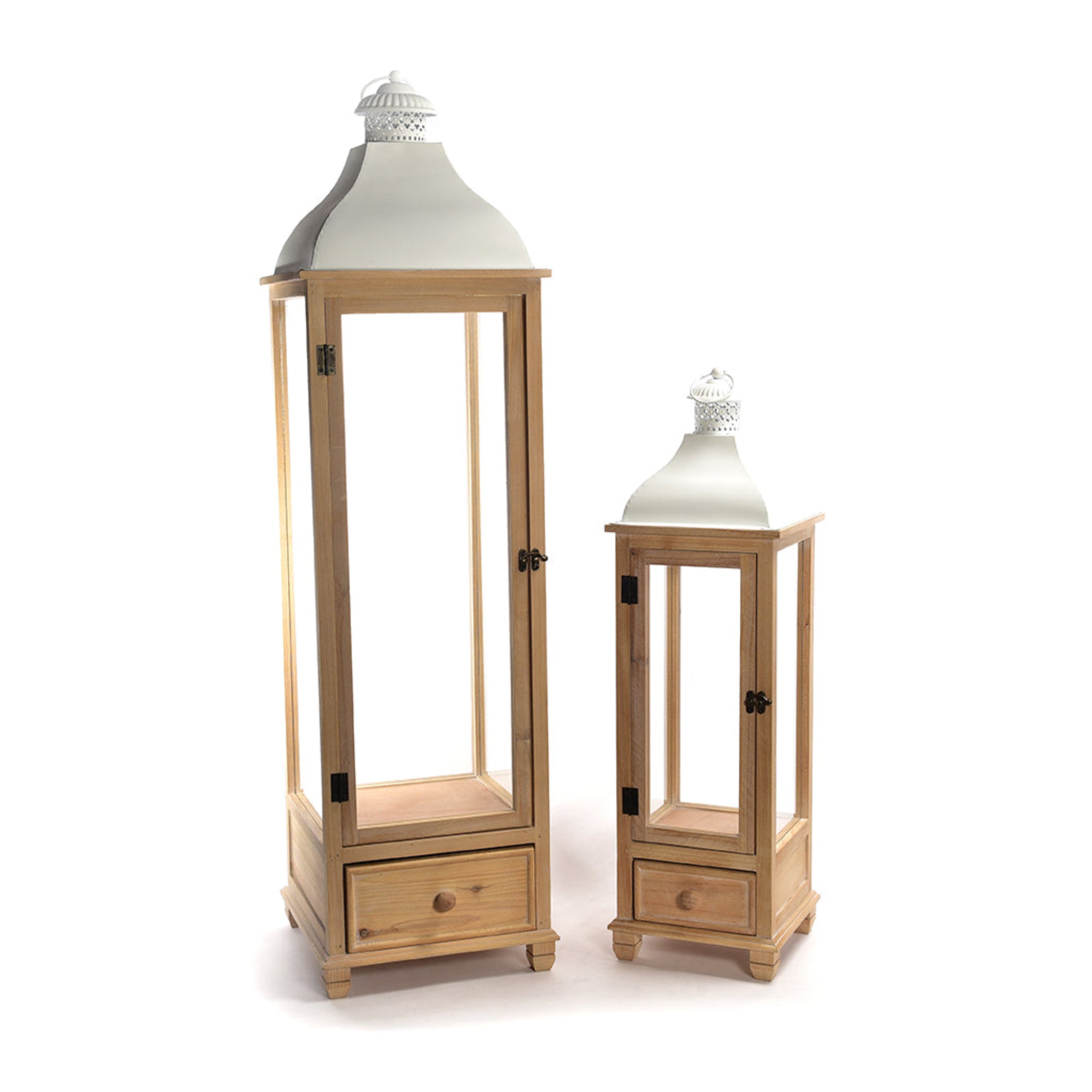 MERCURY HOME Set 2 lanterne in legno e metallo