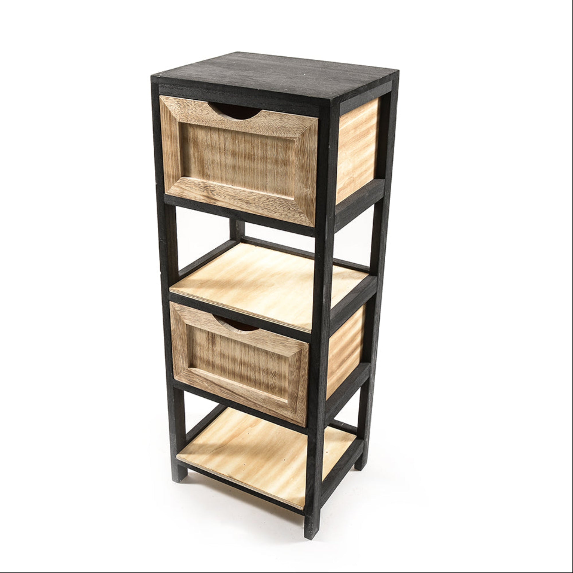 MERCURY HOME Mobiletto 2 cassetti e 2 ripiani in legno