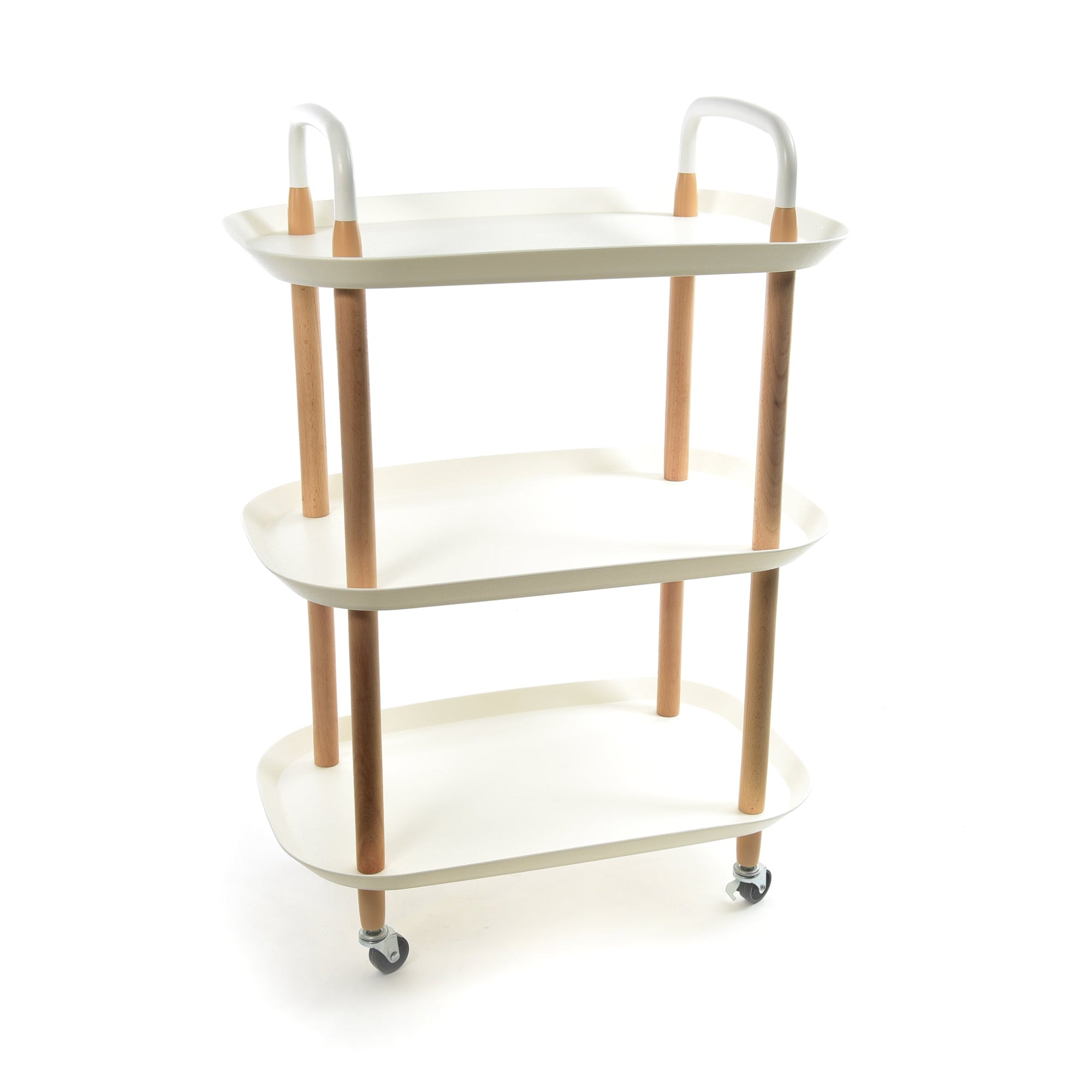 MERCURY HOME Carrello di Servizio a 3 Ripiani con Ruote - Design Moderno Legno e Plastica