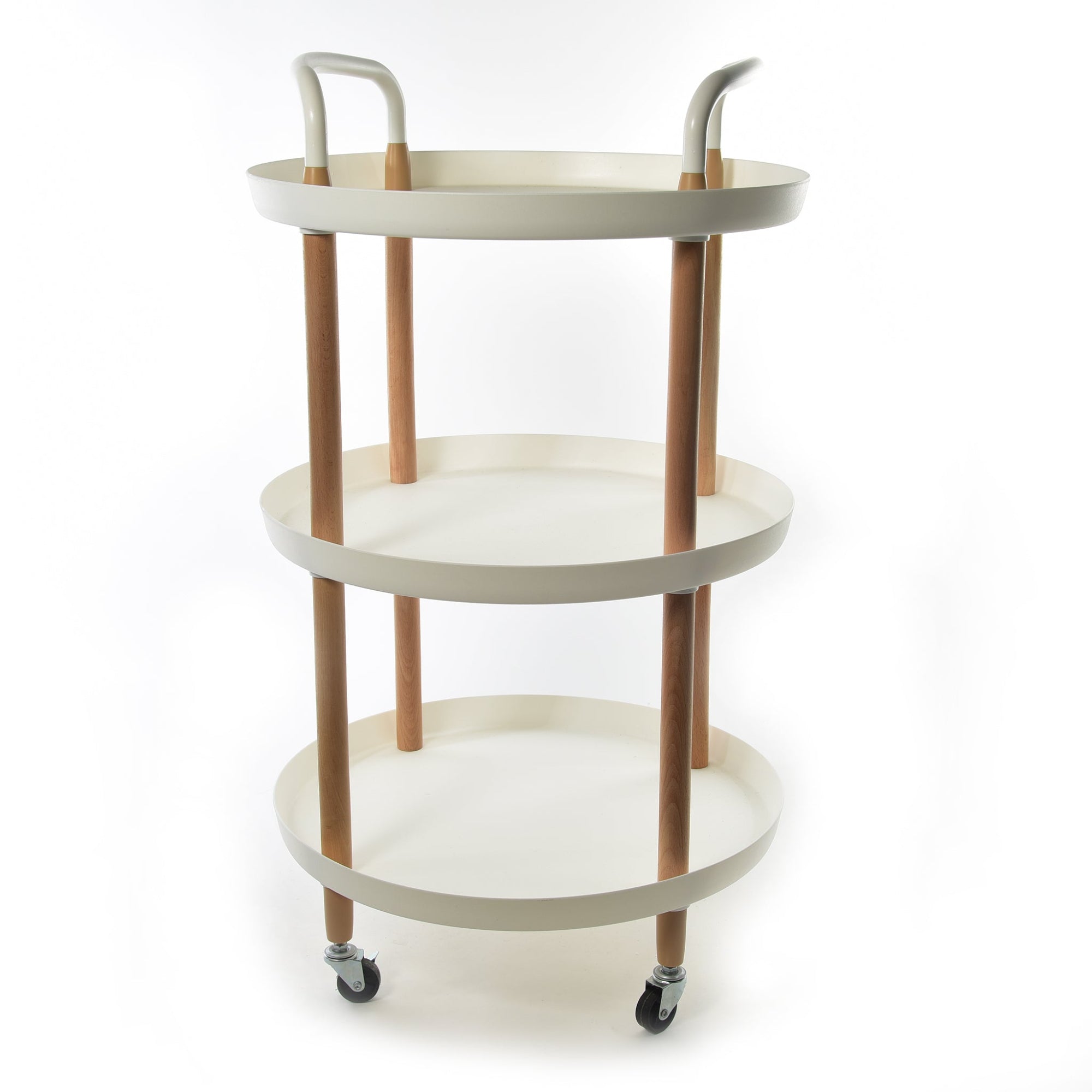 MERCURY HOME Carrello di Servizio a 3 Ripiani con Ruote - Design Moderno Legno e Plastica