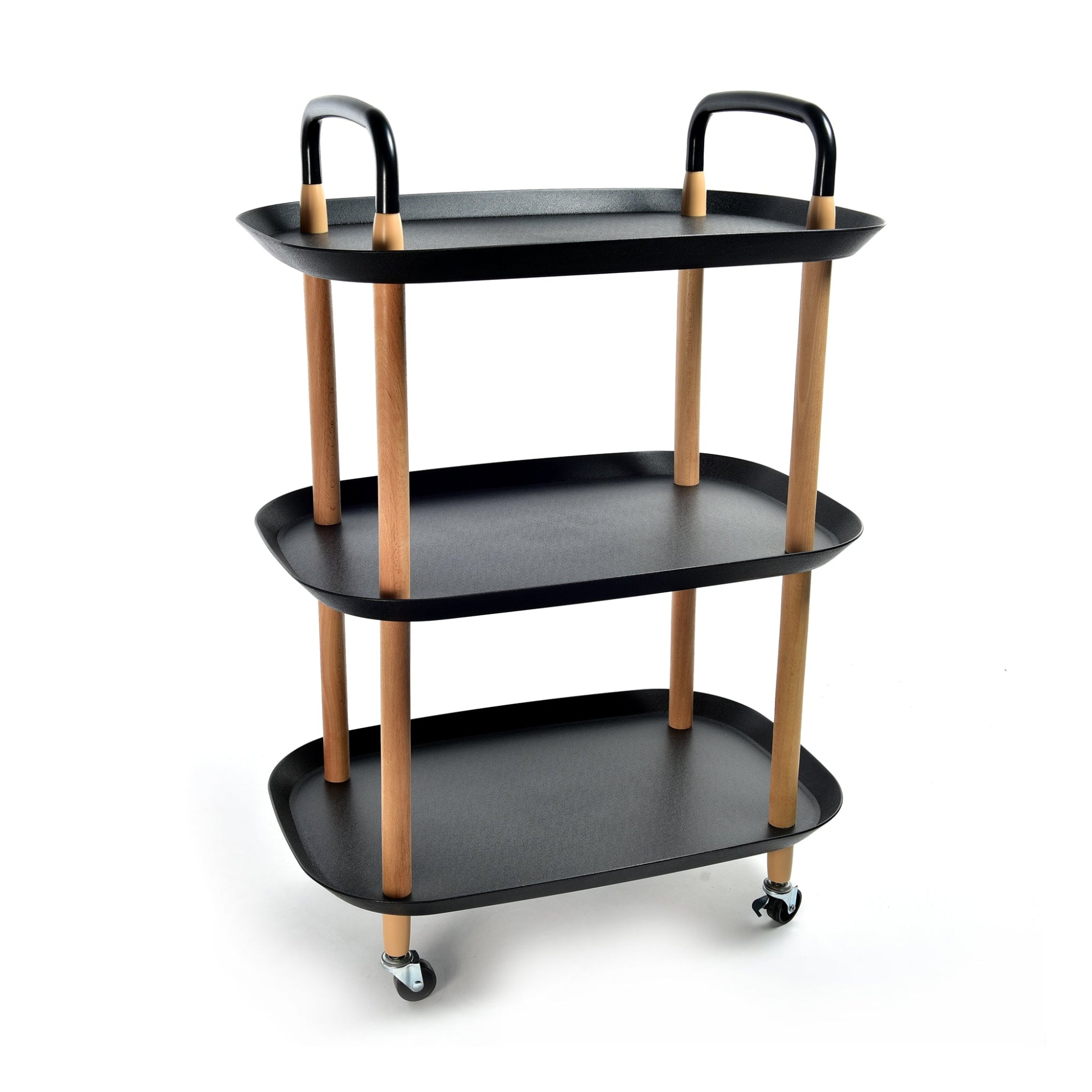 MERCURY HOME Carrello di Servizio a 3 Ripiani con Ruote - Design Moderno Legno e Plastica