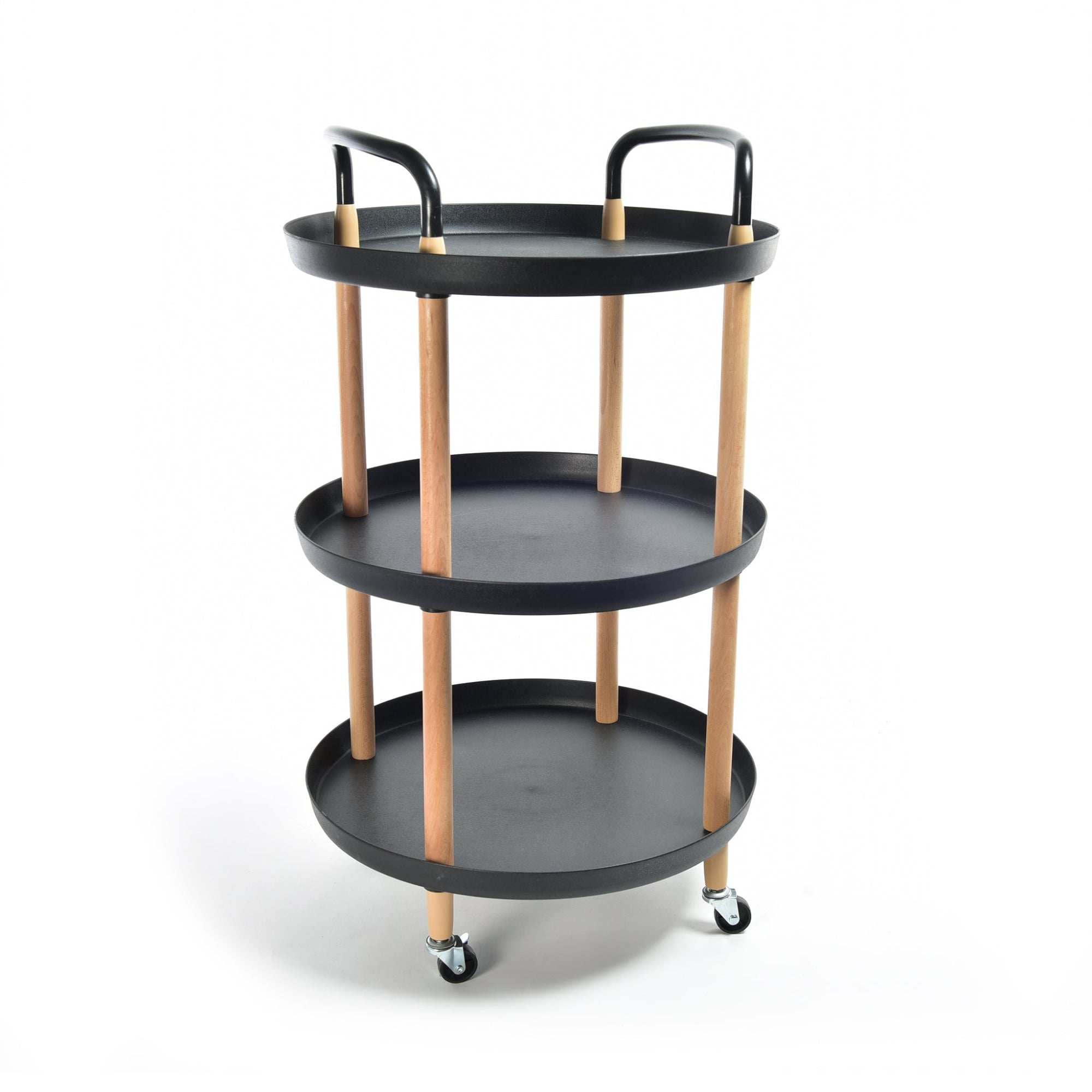 MERCURY HOME Carrello di Servizio a 3 Ripiani con Ruote - Design Moderno Legno e Plastica