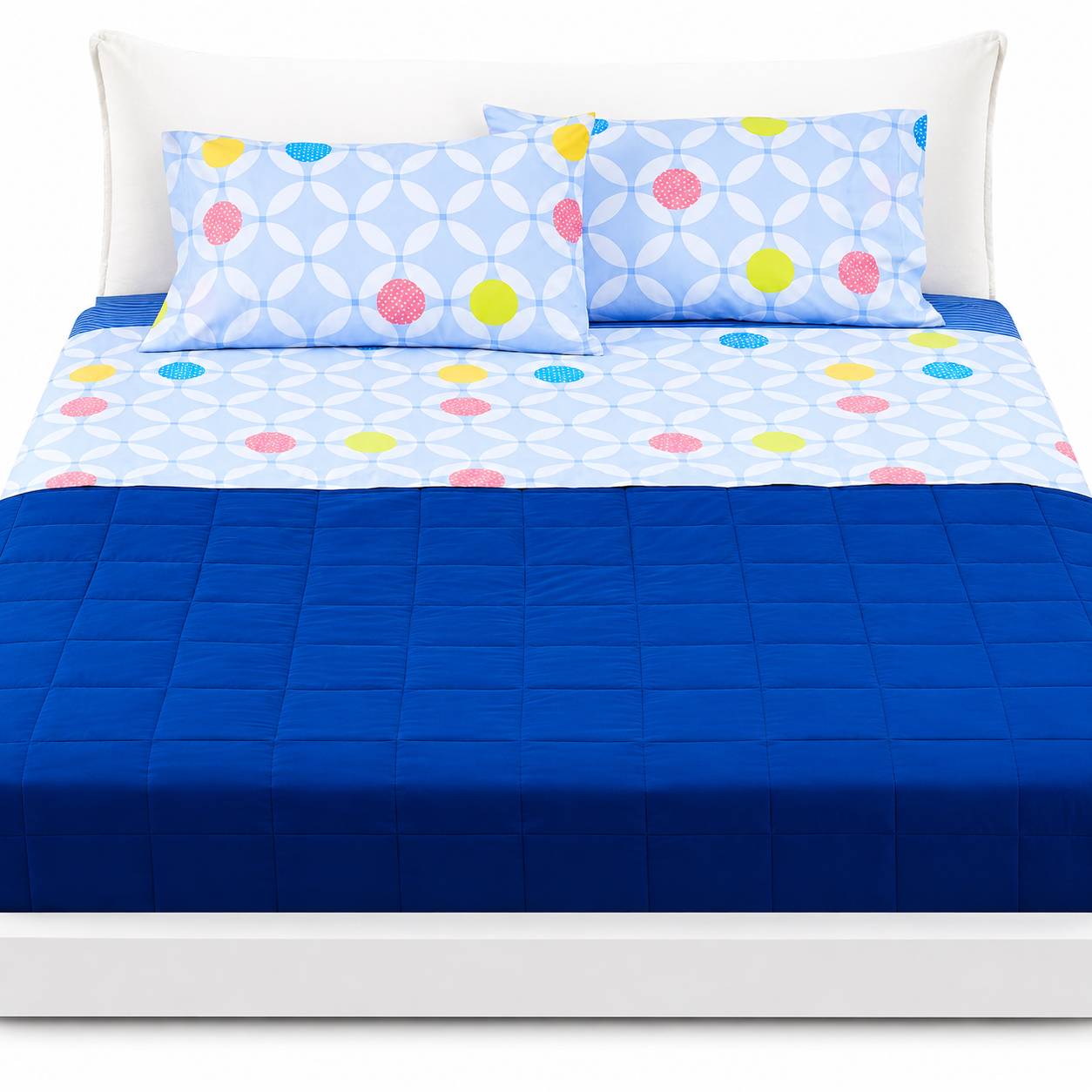 BASSETTI Completo Letto Matrimoniale 100% Cotone Fantasie Geometriche