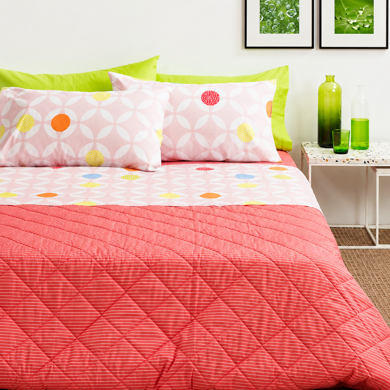 BASSETTI Completo Letto Matrimoniale 100% Cotone Fantasie Geometriche