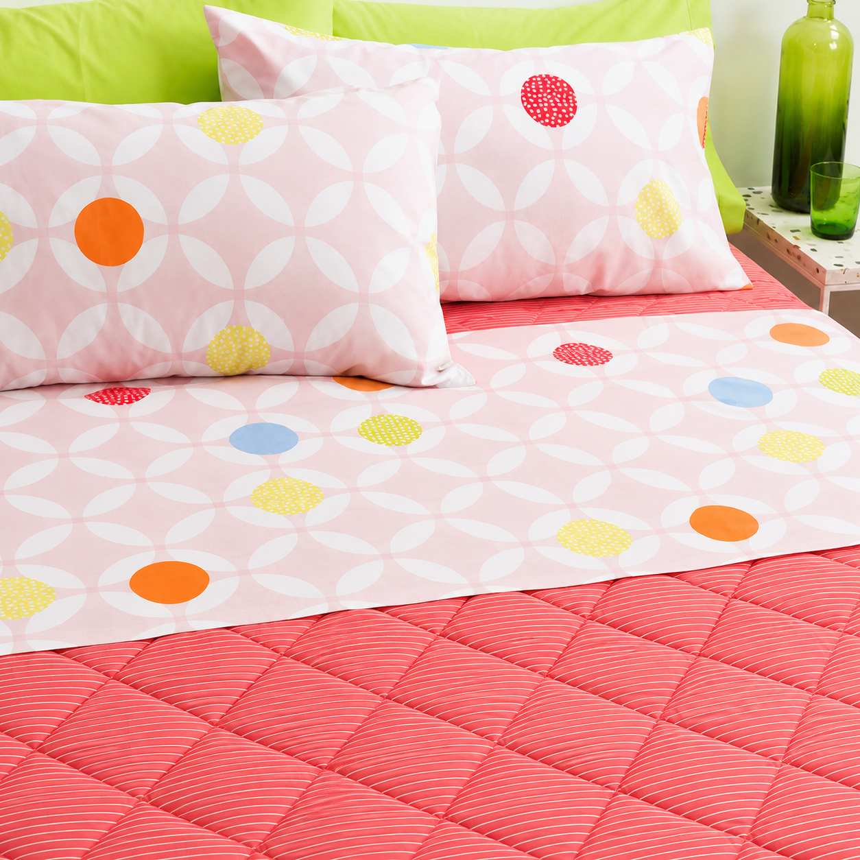 BASSETTI Completo Letto Matrimoniale 100% Cotone Fantasie Geometriche