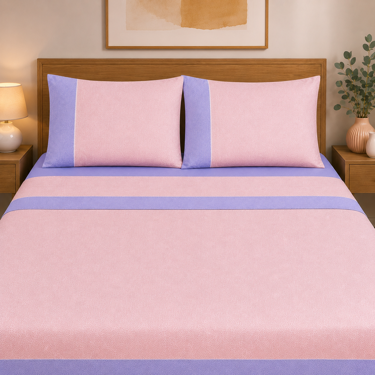 BASSETTI Completo Letto Matrimoniale 100% Cotone Fantasie Geometriche
