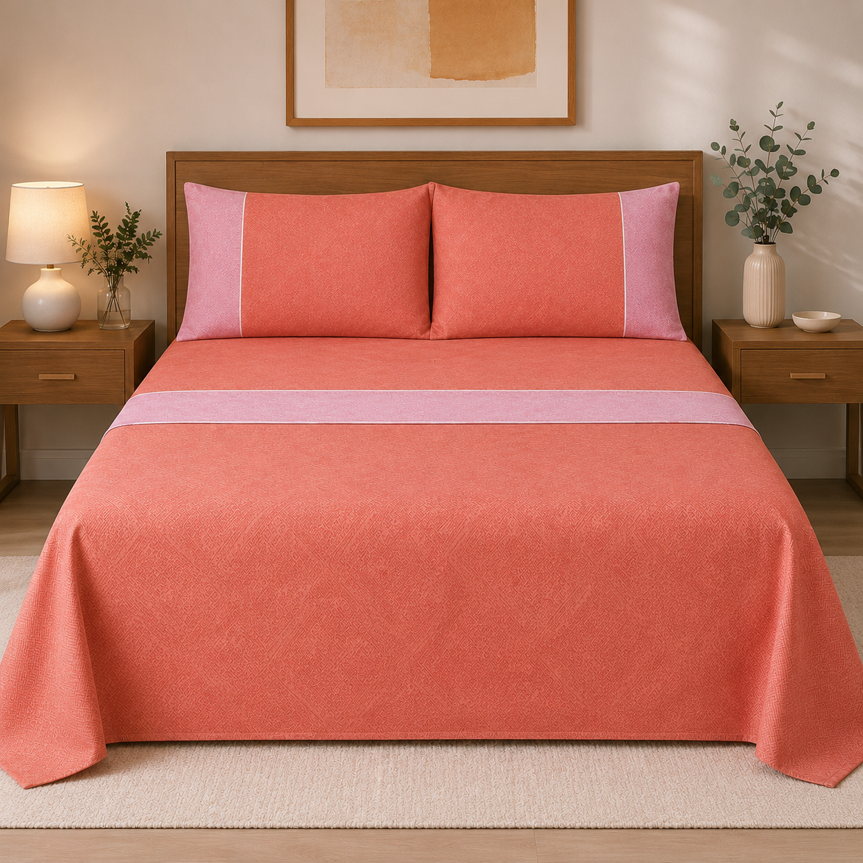 BASSETTI Completo Letto Matrimoniale 100% Cotone Fantasie Geometriche
