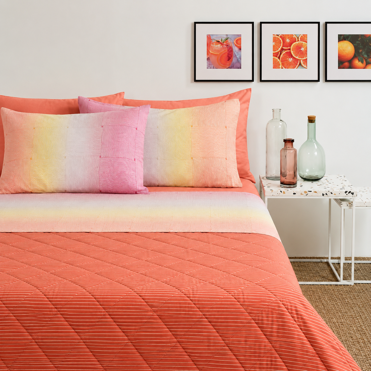 BASSETTI Completo Letto Matrimoniale 100% Cotone Fantasie Geometriche