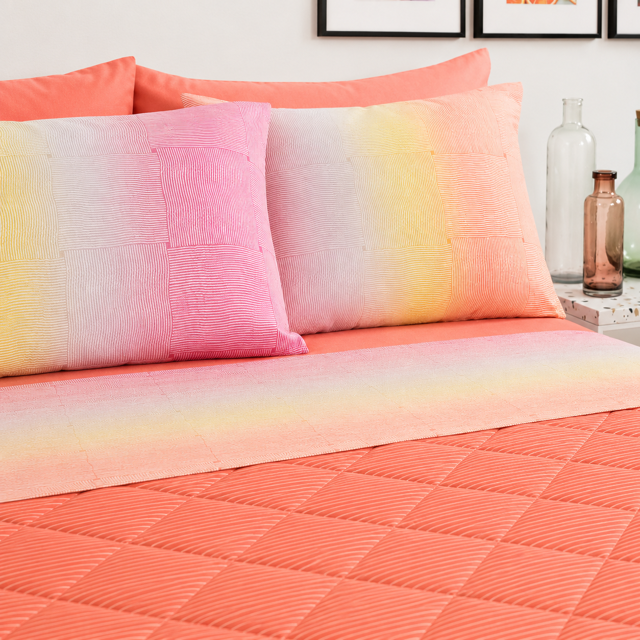 BASSETTI Completo Letto Matrimoniale 100% Cotone Fantasie Geometriche