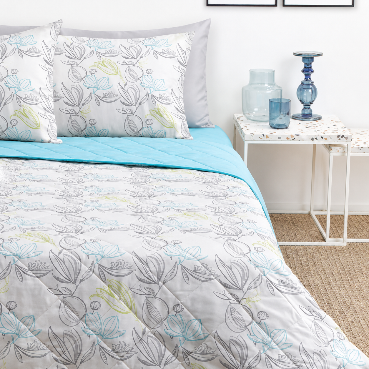 BASSETTI Completo Letto Matrimoniale 100% Cotone Fantasie Geometriche