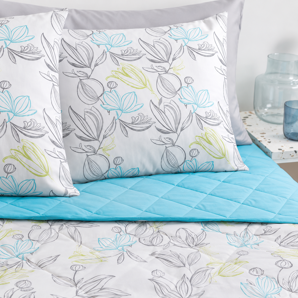 BASSETTI Completo Letto Matrimoniale 100% Cotone Fantasie Geometriche
