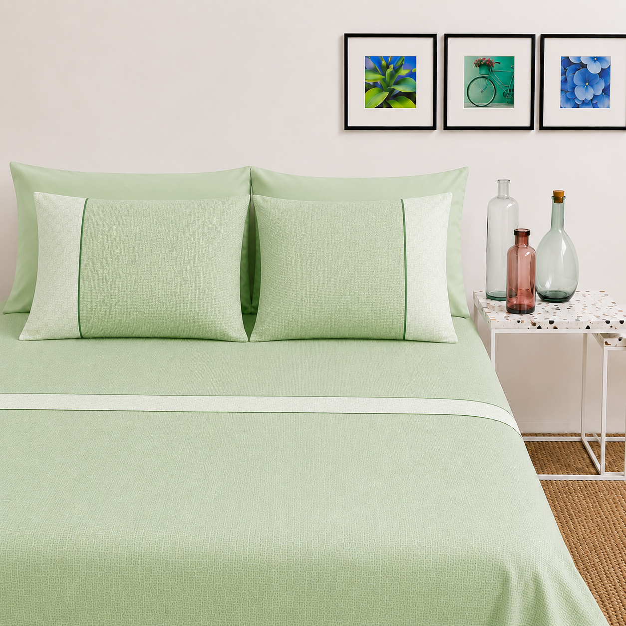 BASSETTI Completo Letto Matrimoniale 100% Cotone Fantasie Geometriche